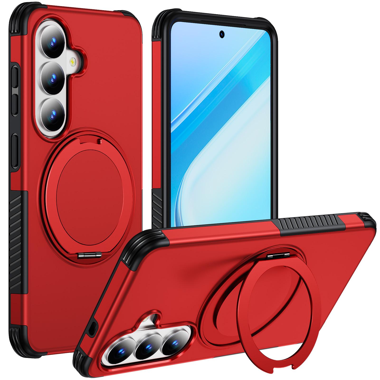 For Galaxy S26 5G Magnetic 360 Rotating Holder Phone Case(Red) - Shopkiz.com