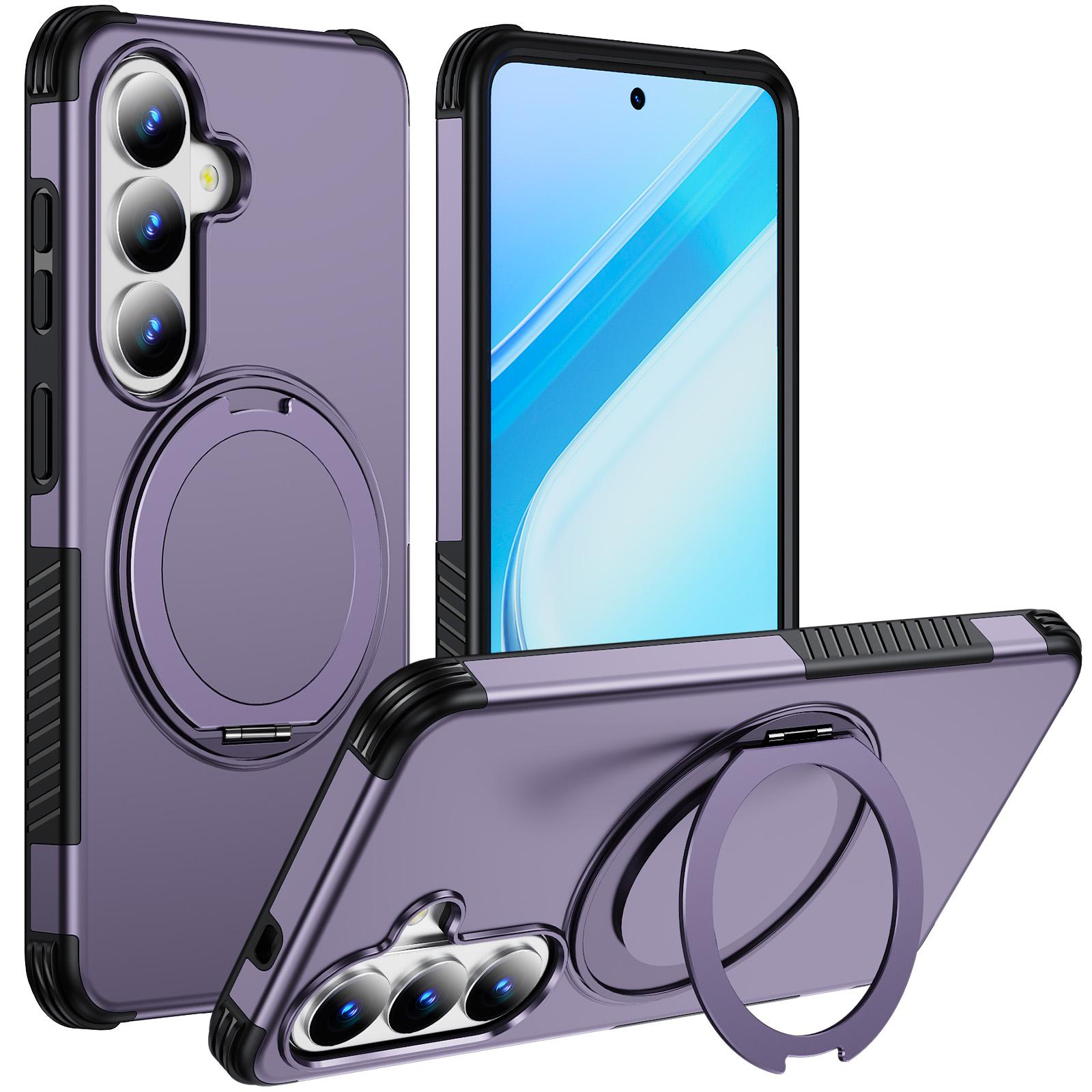 For Galaxy S26 5G Magnetic 360 Rotating Holder Phone Case(Light Purple) - Shopkiz.com