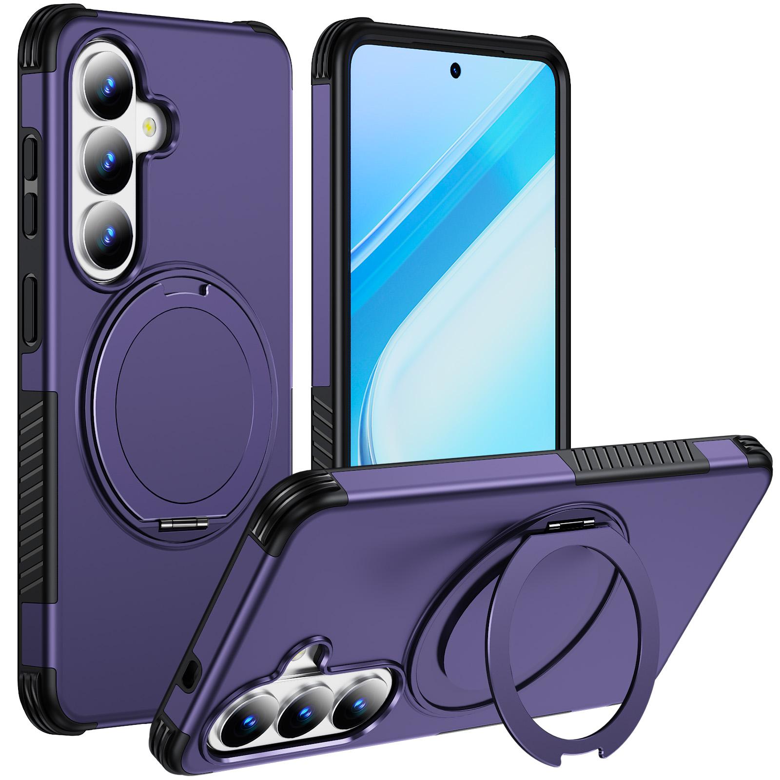For Galaxy S26 5G Magnetic 360 Rotating Holder Phone Case(Dark Purple) - Shopkiz.com