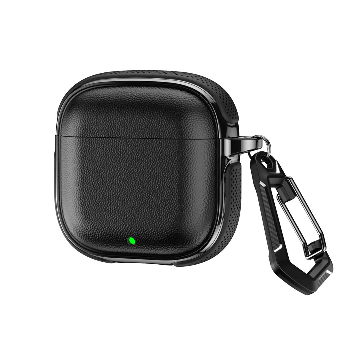 For Huawei FreeBuds SE 3 / SE 2 Split Design Vegan Leather Texture Earphone Protective Case With Metal Hook(Black) - Shopkiz.com