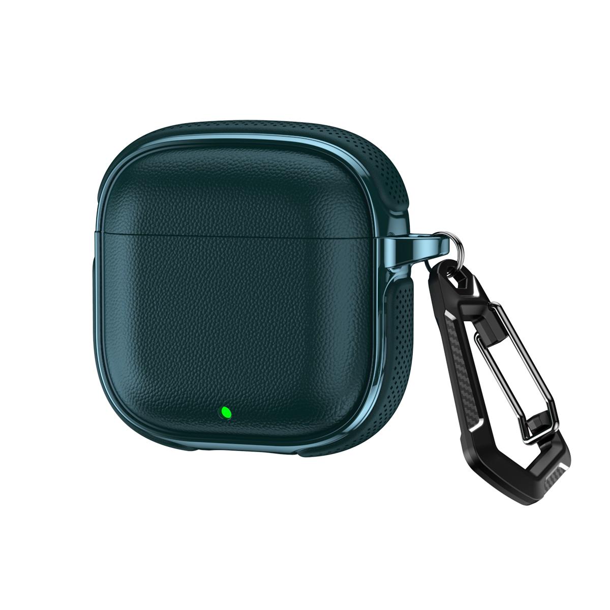 For Huawei FreeBuds SE 3 / SE 2 Split Design Vegan Leather Texture Earphone Protective Case With Metal Hook(Dark Green) - Shopkiz.com