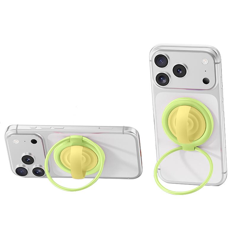 Contrast Color 360 Degree Rotation Large Ring Liquid Silicone Magnetic Phone Holder(Green Yellow) - Shopkiz.com