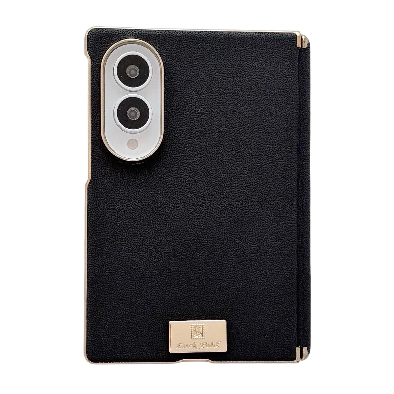 For Galaxy Z Fold8 5G Electroplated Central Axis Magnetic Supercar Textured Nameplate Phone Case(Black) - Shopkiz.com