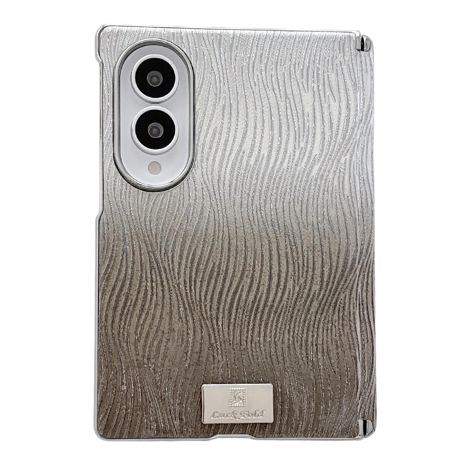 For Galaxy Z Fold8 5G Electroplated Central Axis Magnetic Gradient Water Ripple Nameplate Phone Case(Gradient Brown) - Shopkiz.com