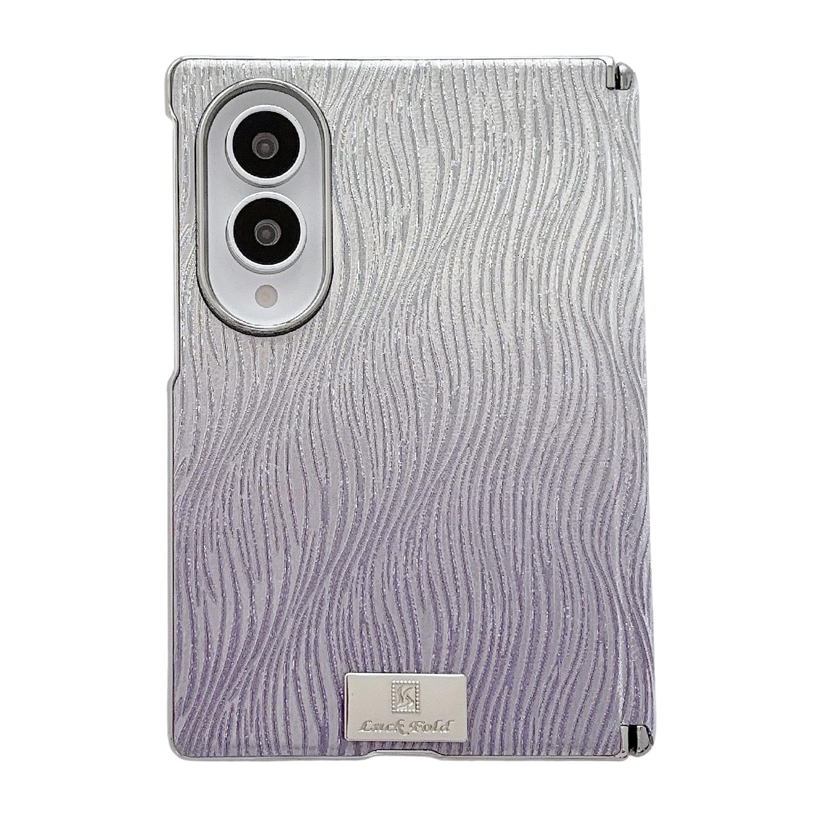For Galaxy Z Fold8 5G Electroplated Central Axis Magnetic Gradient Water Ripple Nameplate Phone Case(Gradient Purple) - Shopkiz.com