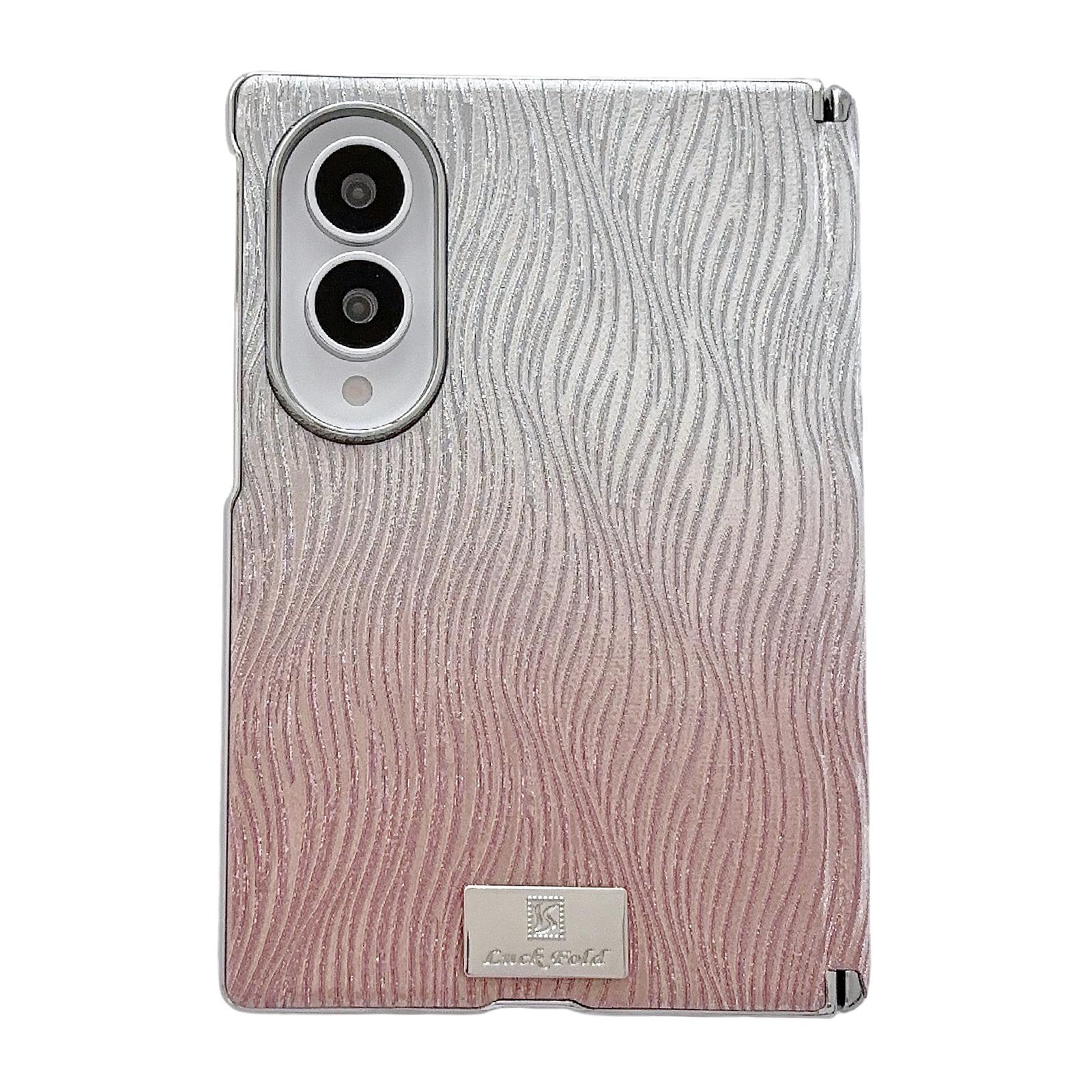For Galaxy Z Fold8 5G Electroplated Central Axis Magnetic Gradient Water Ripple Nameplate Phone Case(Gradient Powder) - Shopkiz.com