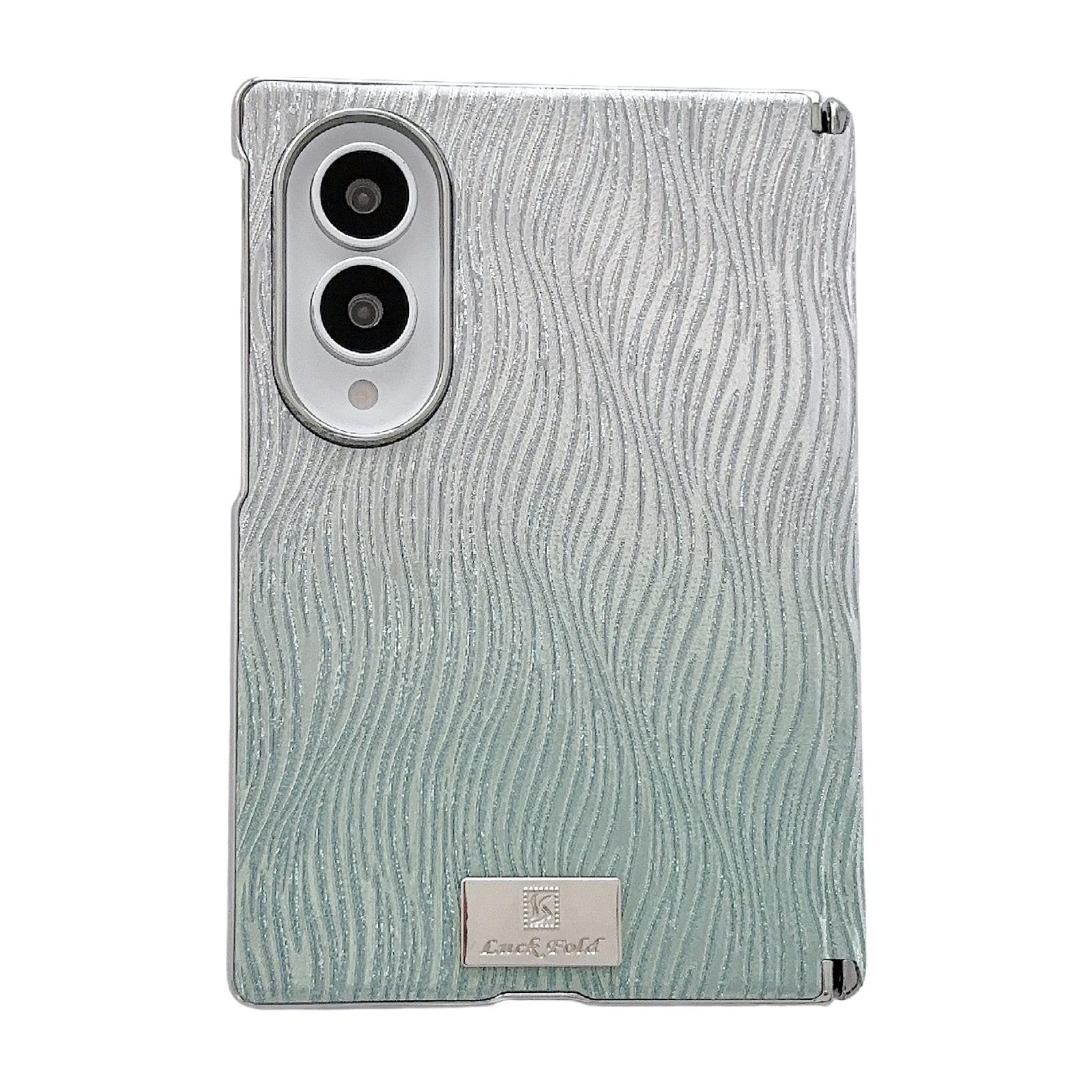 For Galaxy Z Fold8 5G Electroplated Central Axis Magnetic Gradient Water Ripple Nameplate Phone Case(Gradient Green) - Shopkiz.com