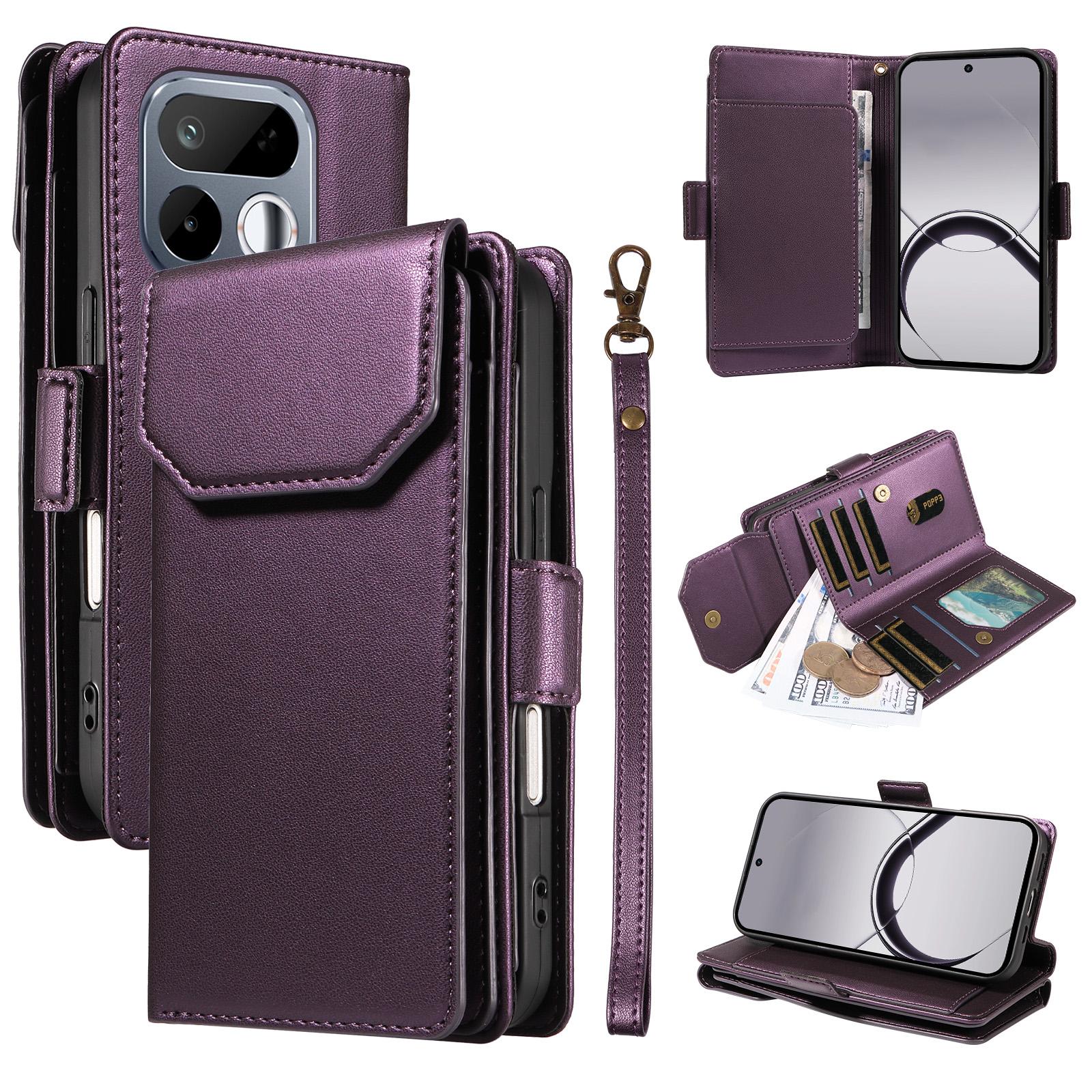 For Realme 16T 5G Multi Card Wallet Leather Phone Case with Strap(Purple) - Shopkiz.com