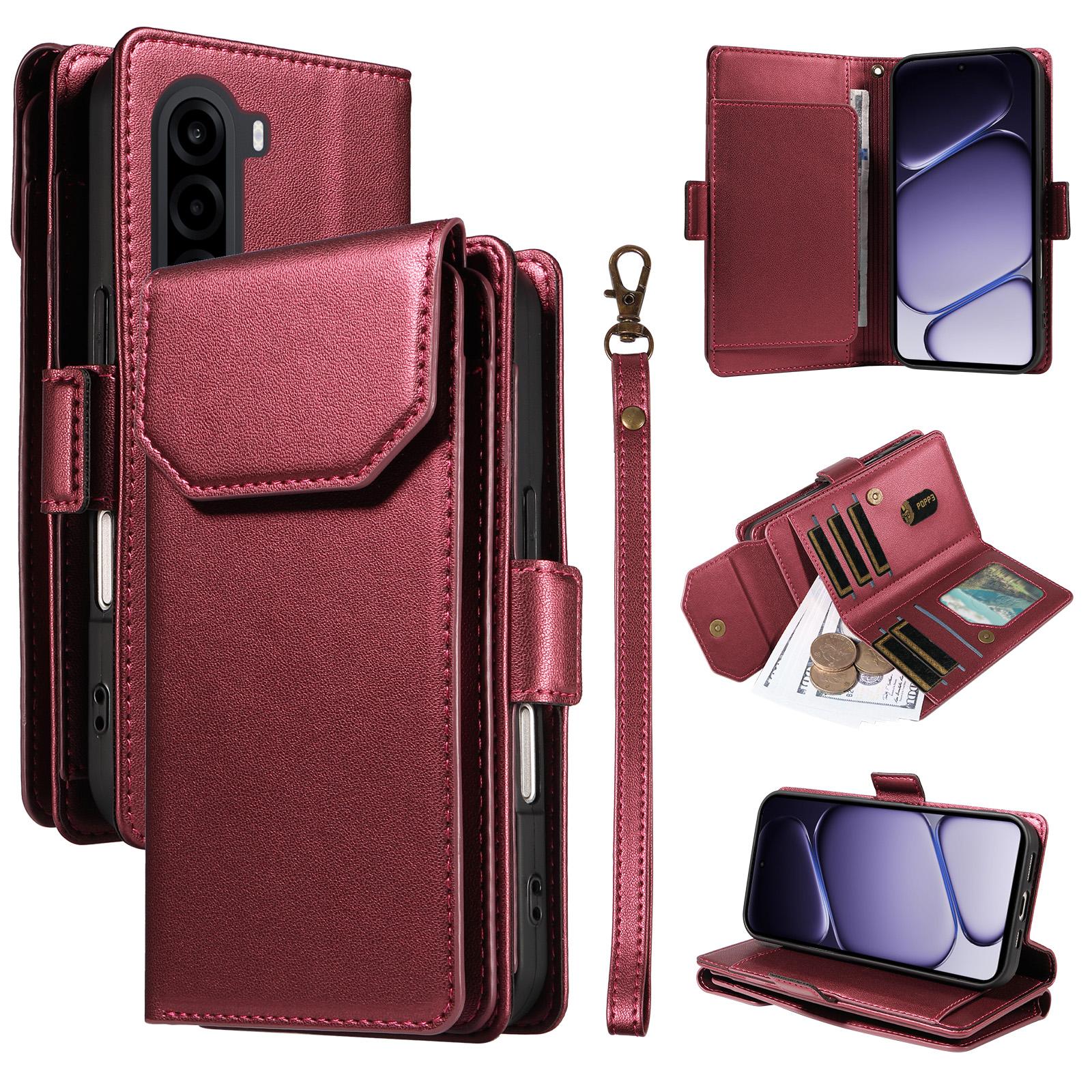 For Realme P4x 5G Multi Card Wallet Leather Phone Case with Strap(Red) - Shopkiz.com