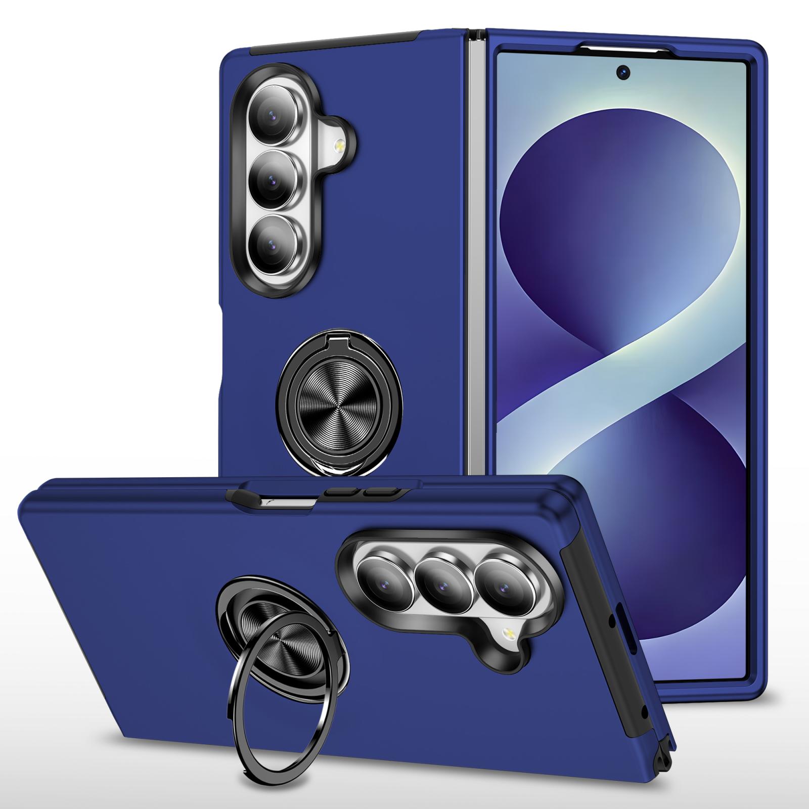 For Galaxy Z Fold8 Ultra 5G PC + TPU Magnetic Phone Case with Invisible Ring Holder(Navy Blue) - Shopkiz.com