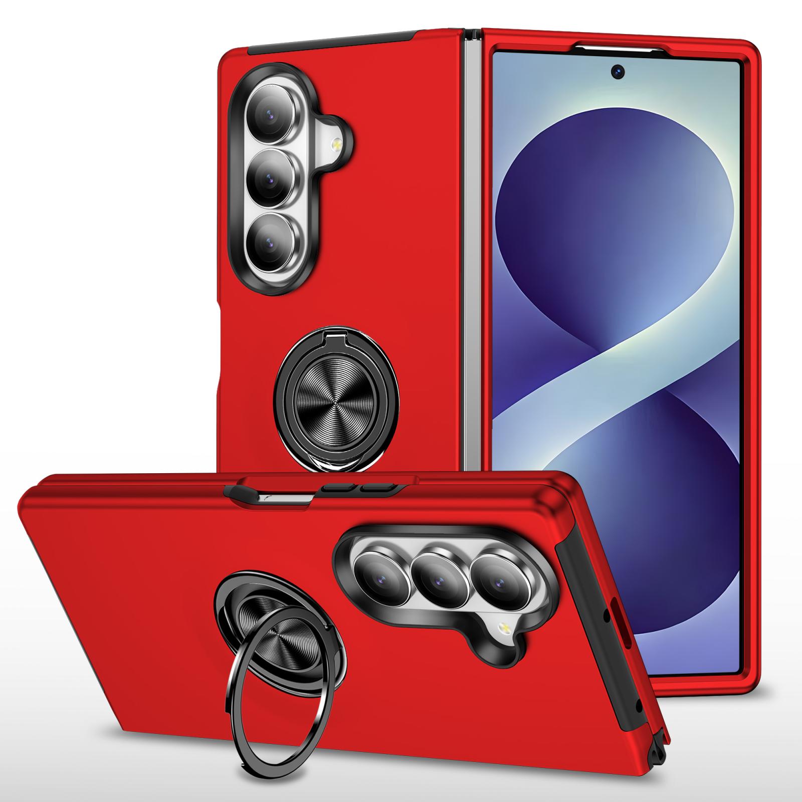For Galaxy Z Fold8 Ultra 5G PC + TPU Magnetic Phone Case with Invisible Ring Holder(Red) - Shopkiz.com