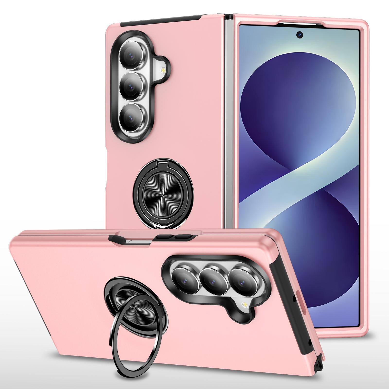 For Galaxy Z Fold8 Ultra 5G PC + TPU Magnetic Phone Case with Invisible Ring Holder(Rose Gold) - Shopkiz.com