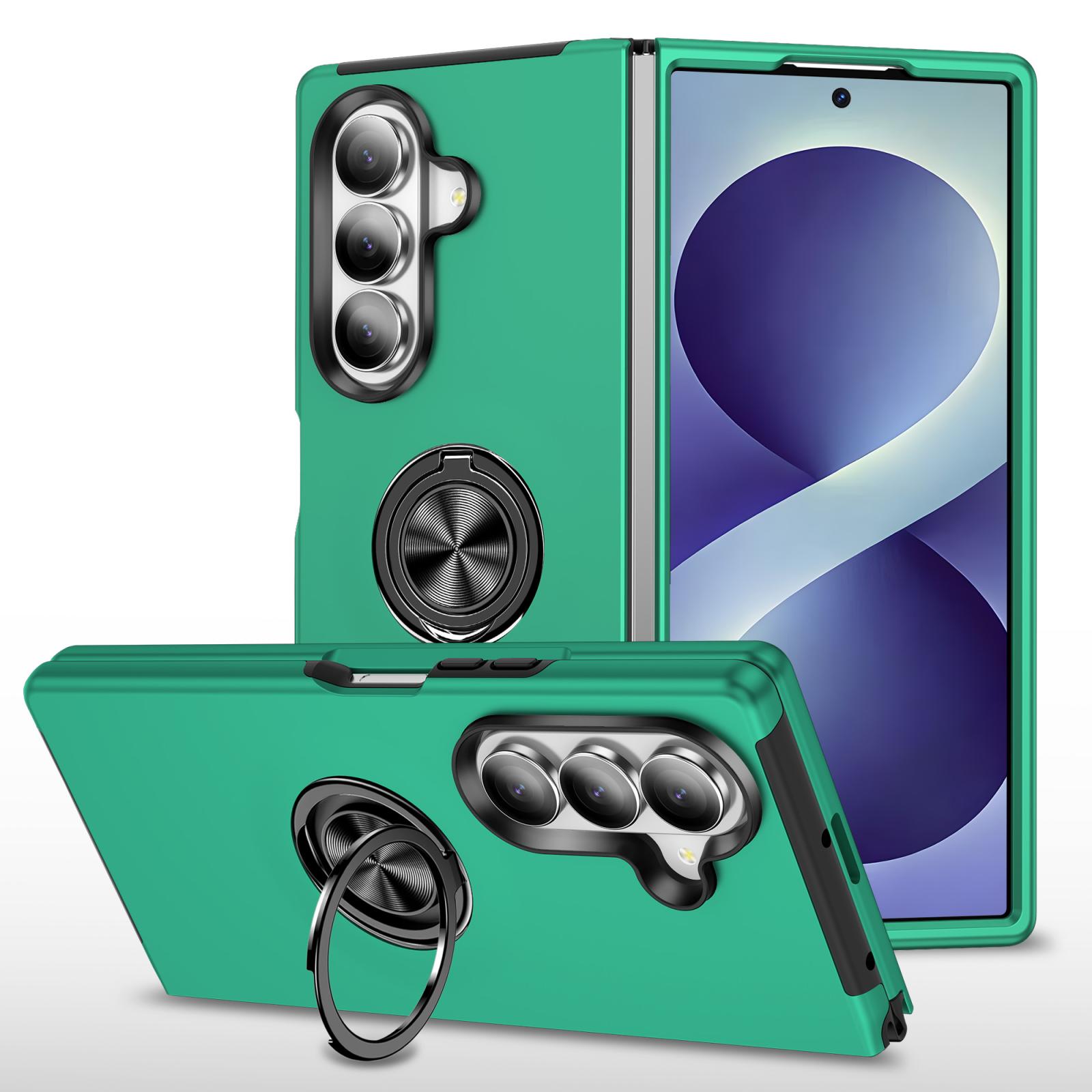 For Galaxy Z Fold8 Ultra 5G PC + TPU Magnetic Phone Case with Invisible Ring Holder(Dark Green) - Shopkiz.com
