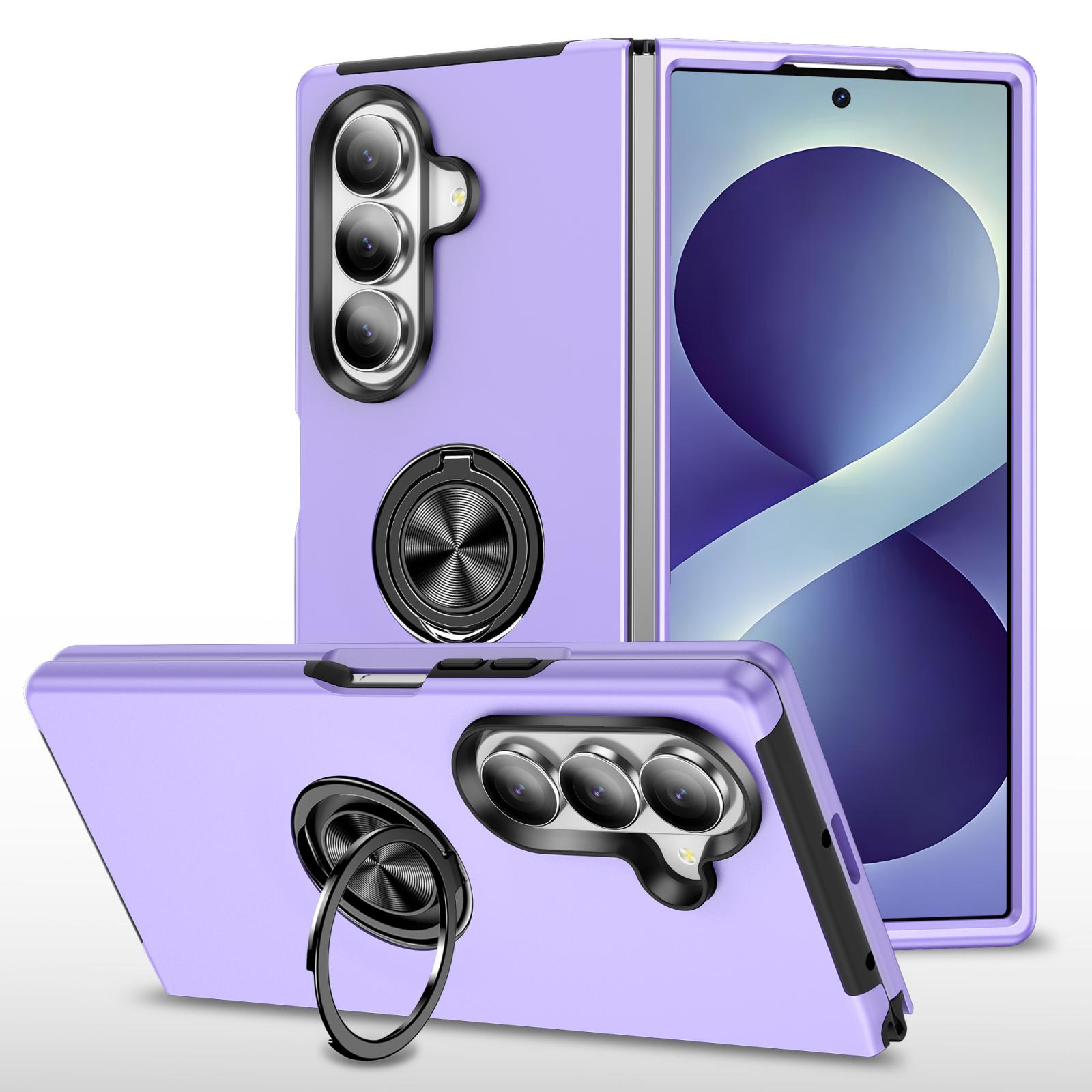 For Galaxy Z Fold8 Ultra 5G PC + TPU Magnetic Phone Case with Invisible Ring Holder(Purple) - Shopkiz.com