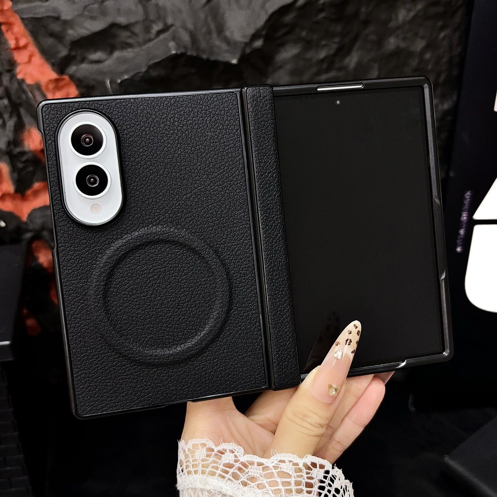 For Galaxy Z Fold8 5G Folding Shaft Magnetic Litchi Texture Leather Phone Case(Black) - Shopkiz.com
