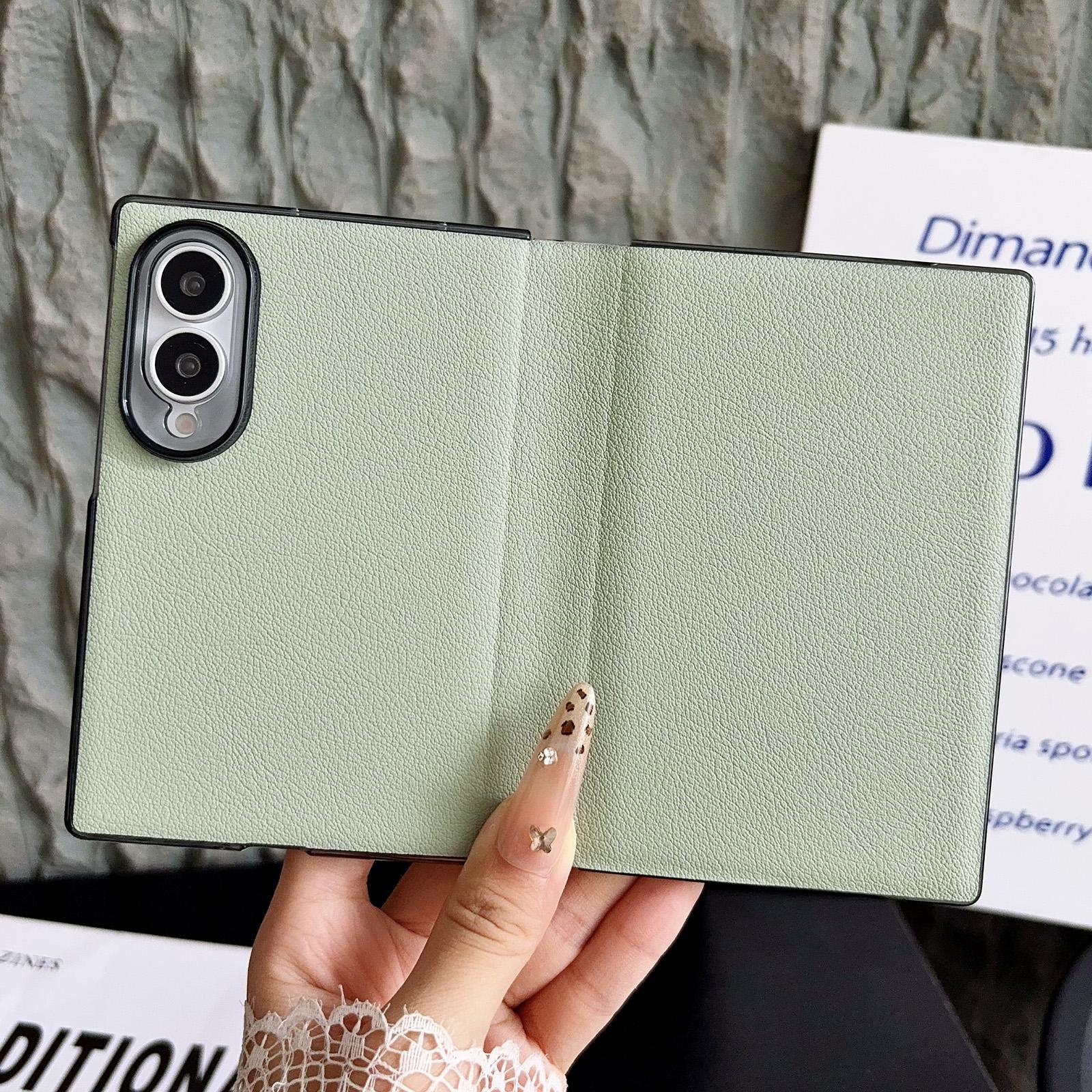 For Galaxy Z Fold8 5G Minimalist Foldable Full Coverage Flip Leather Phone Case(Mint Green) - Shopkiz.com