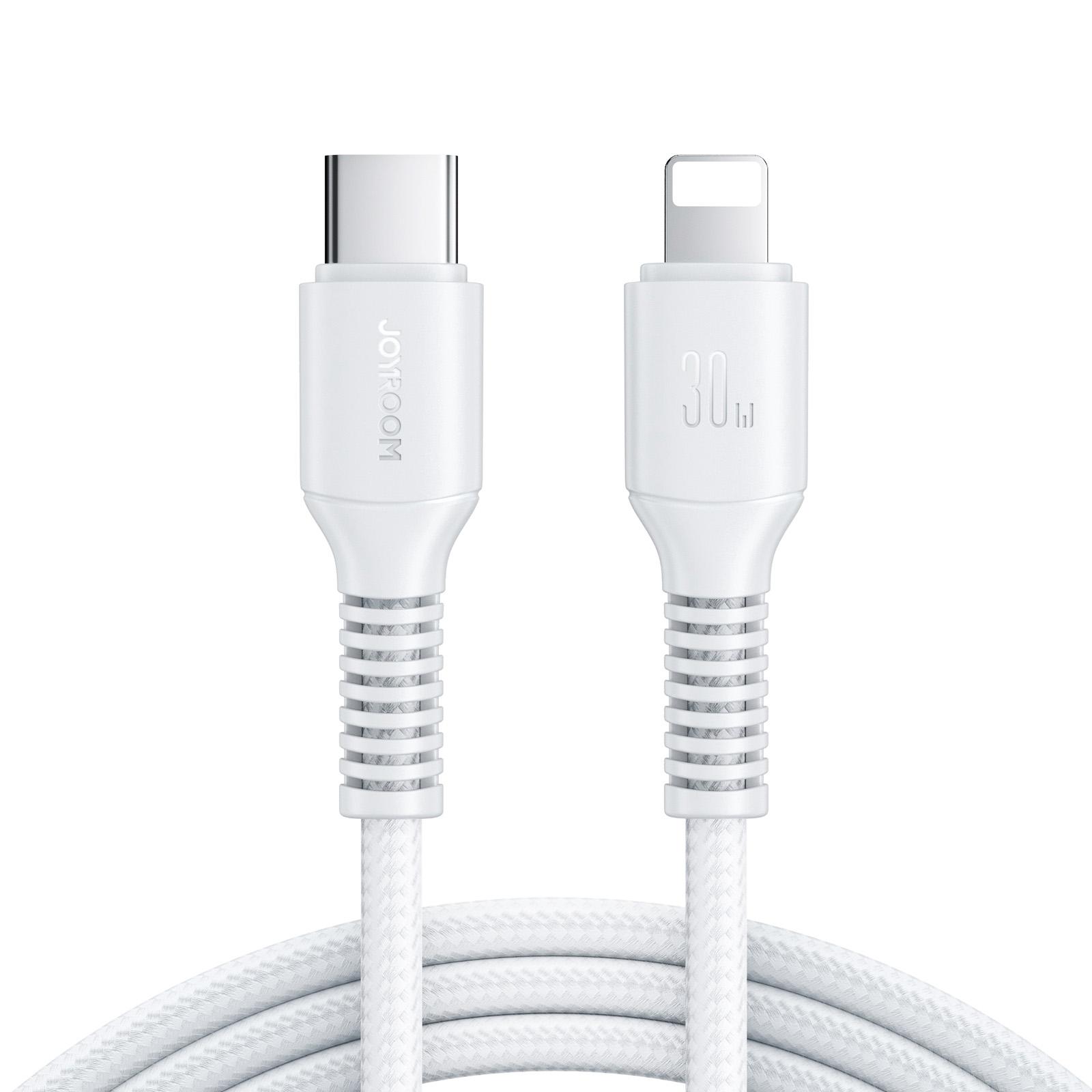 JOYROOM S-A9U Long-Lasting Series Type-C to 8 Pin 30W Fast Charging Data Cable, Length: 1m(White) - Shopkiz.com