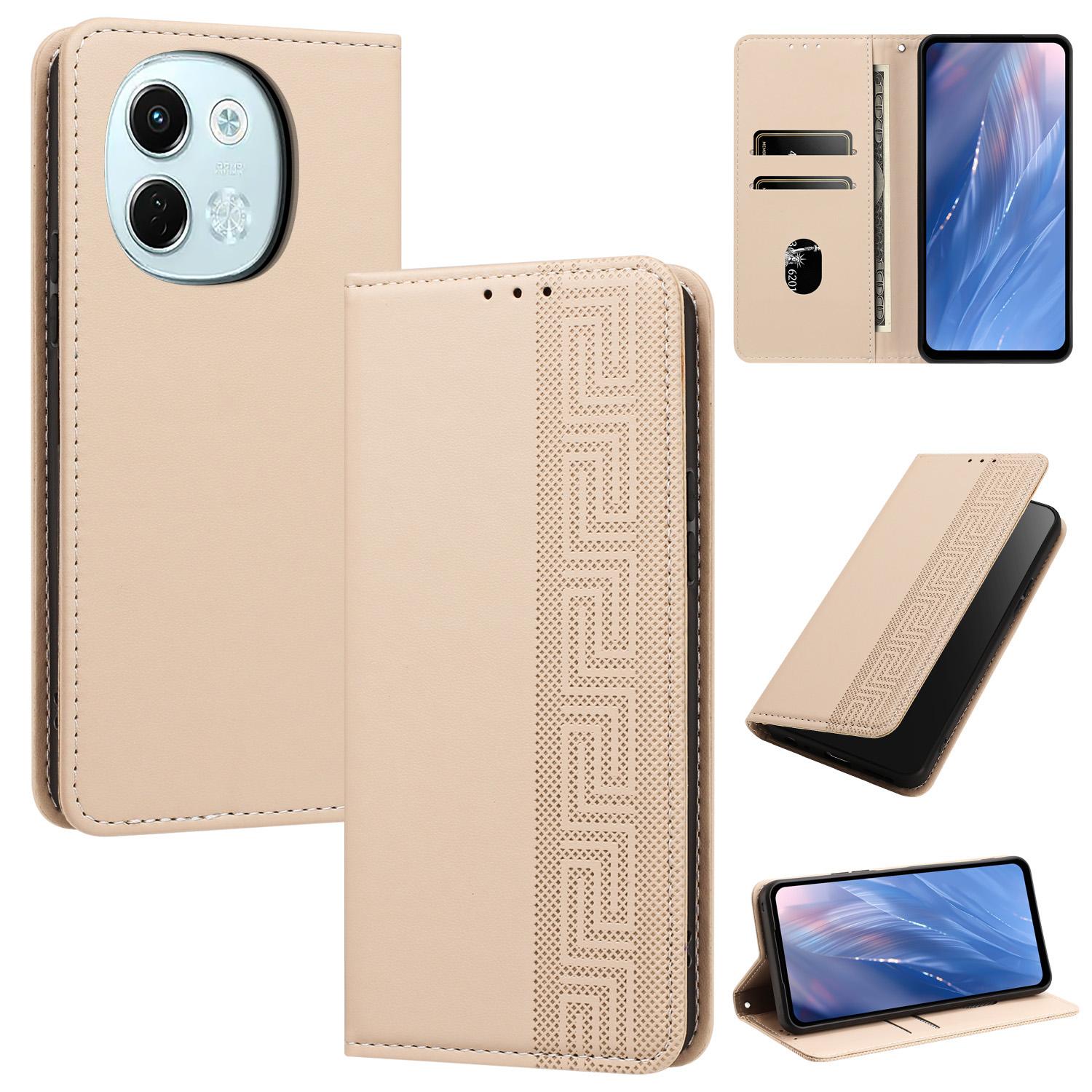 For Tecno Pova 6 Neo 5G / Spark 30 5G Embossed Meander Pattern RFID Vegan Leather Phone Case(Beige) - Shopkiz.com