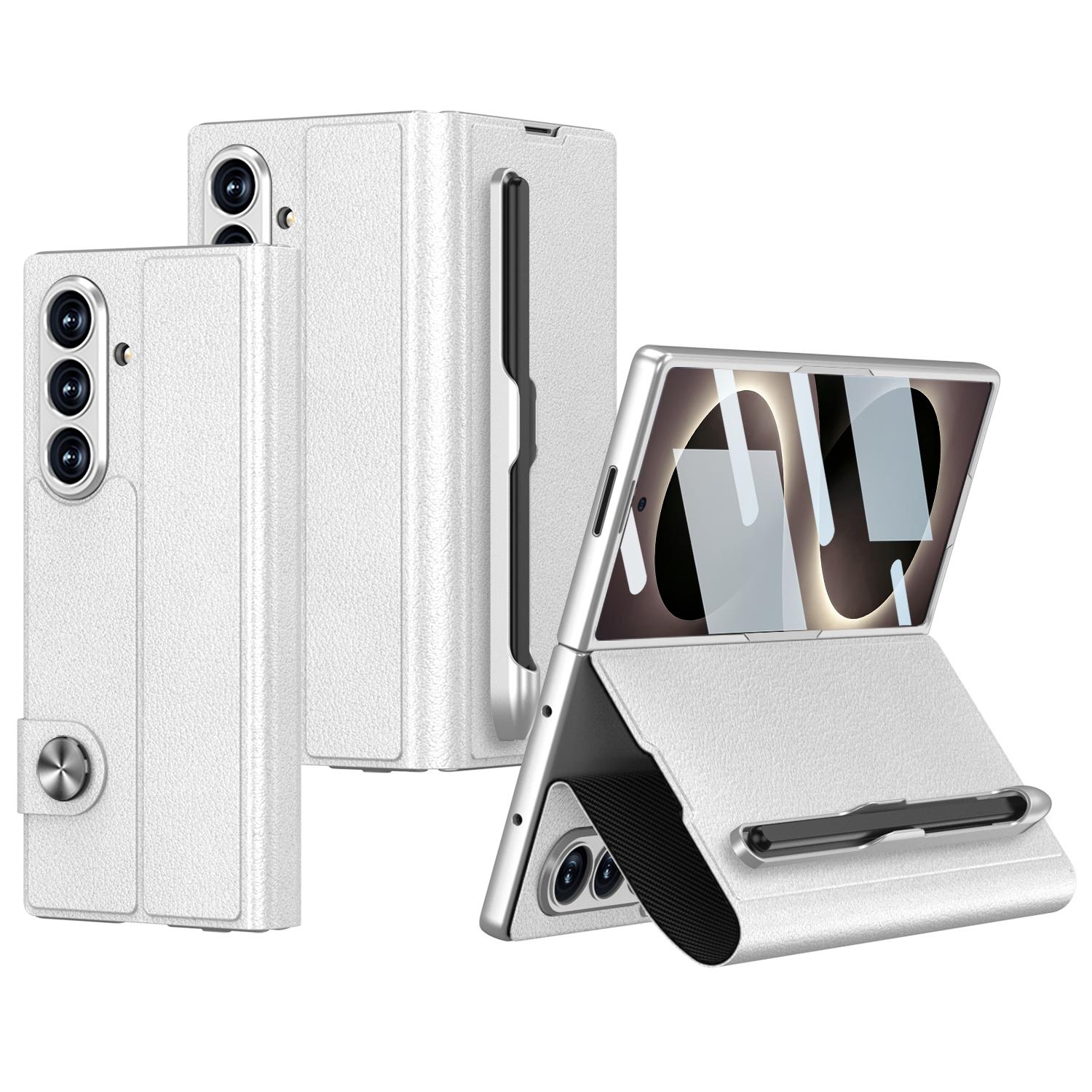 For Galaxy Z Fold8 Ultra 5G GKK Integrated Flip Leather Phone Case with Pen Slotm, Included Stylus(Silver) - Shopkiz.com