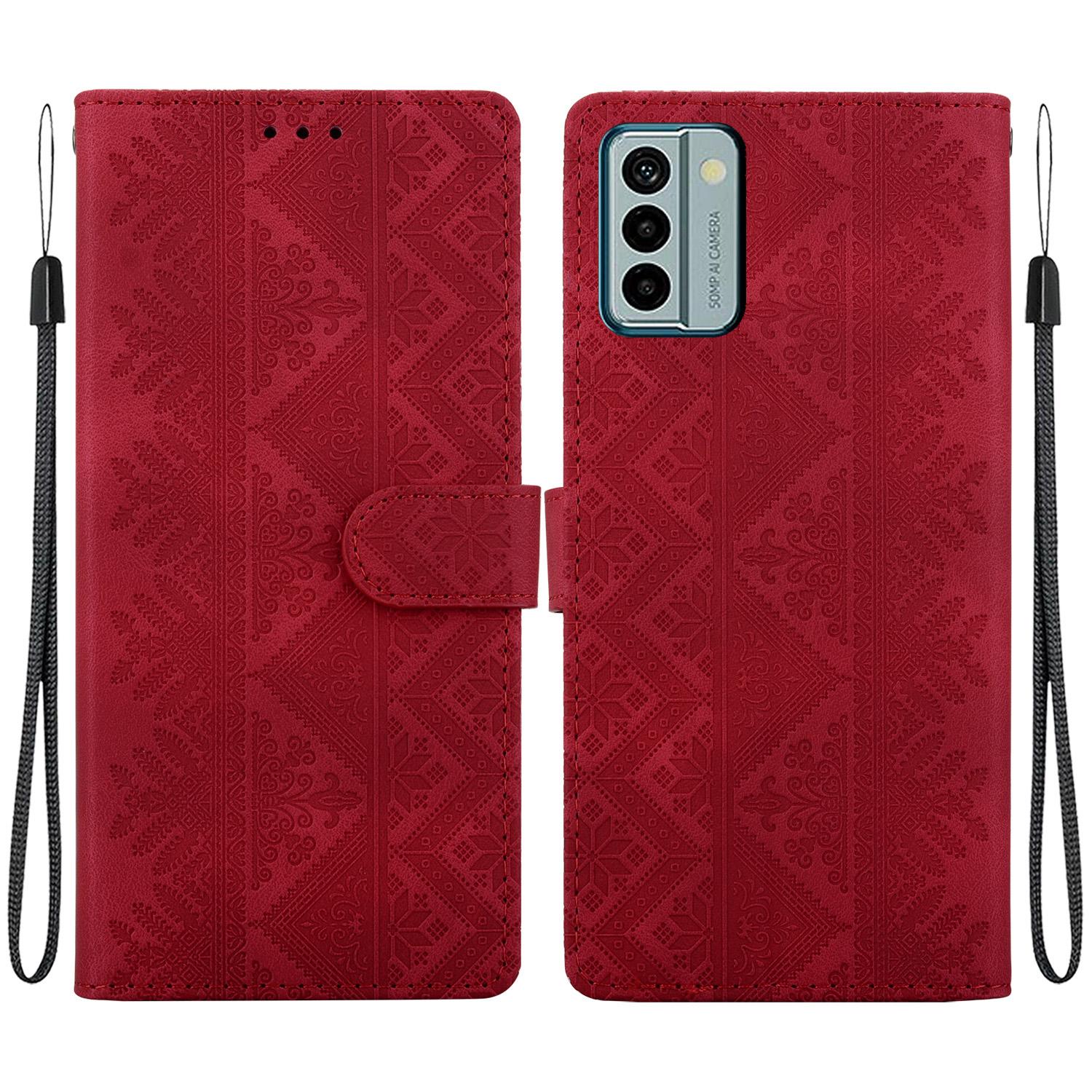 For Nokia G22 Ethnic Pattern Embossed Vegan Leather Phone Case(Red) - Shopkiz.com