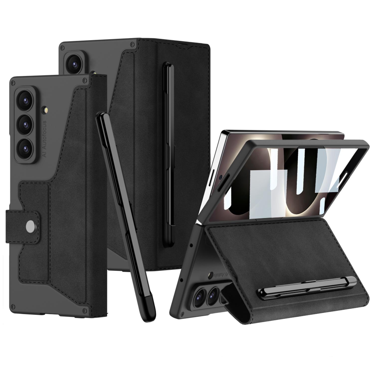 For Galaxy Z Fold8 Ultra 5G GKK Integrated Armor Flip Leather Case with Pen Slot, Stylus Not Included(Black) - Shopkiz.com