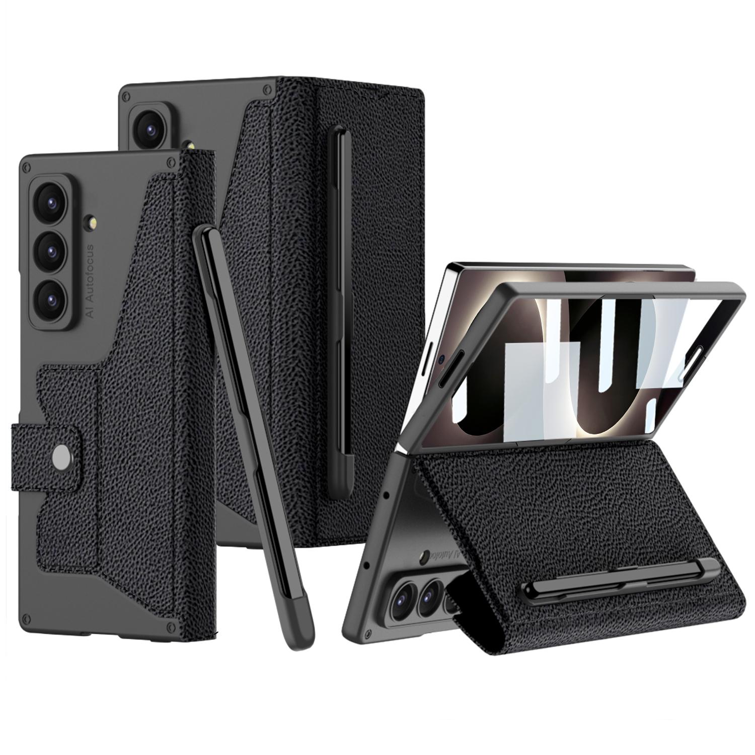 For Galaxy Z Fold8 Ultra 5G GKK Integrated Armor Flip Leather Case with Pen Slot, Stylus Not Included(Litchi Texture) - Shopkiz.com