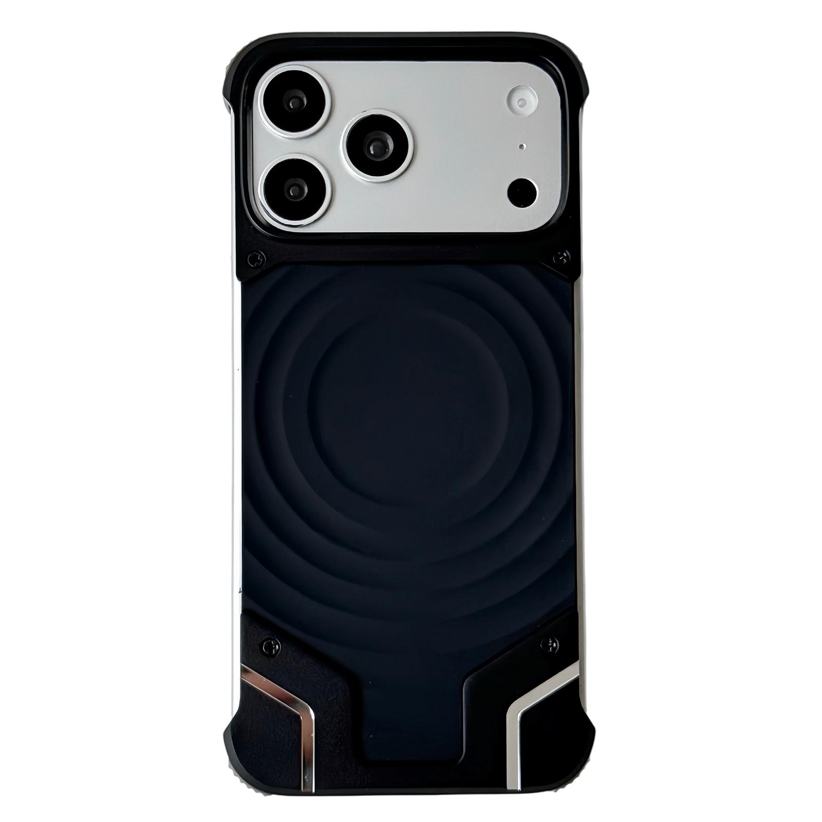 For iPhone 17 Pro Max Frameless Armor Silicone Wave Magnetic Phone Case(Black) - Shopkiz.com