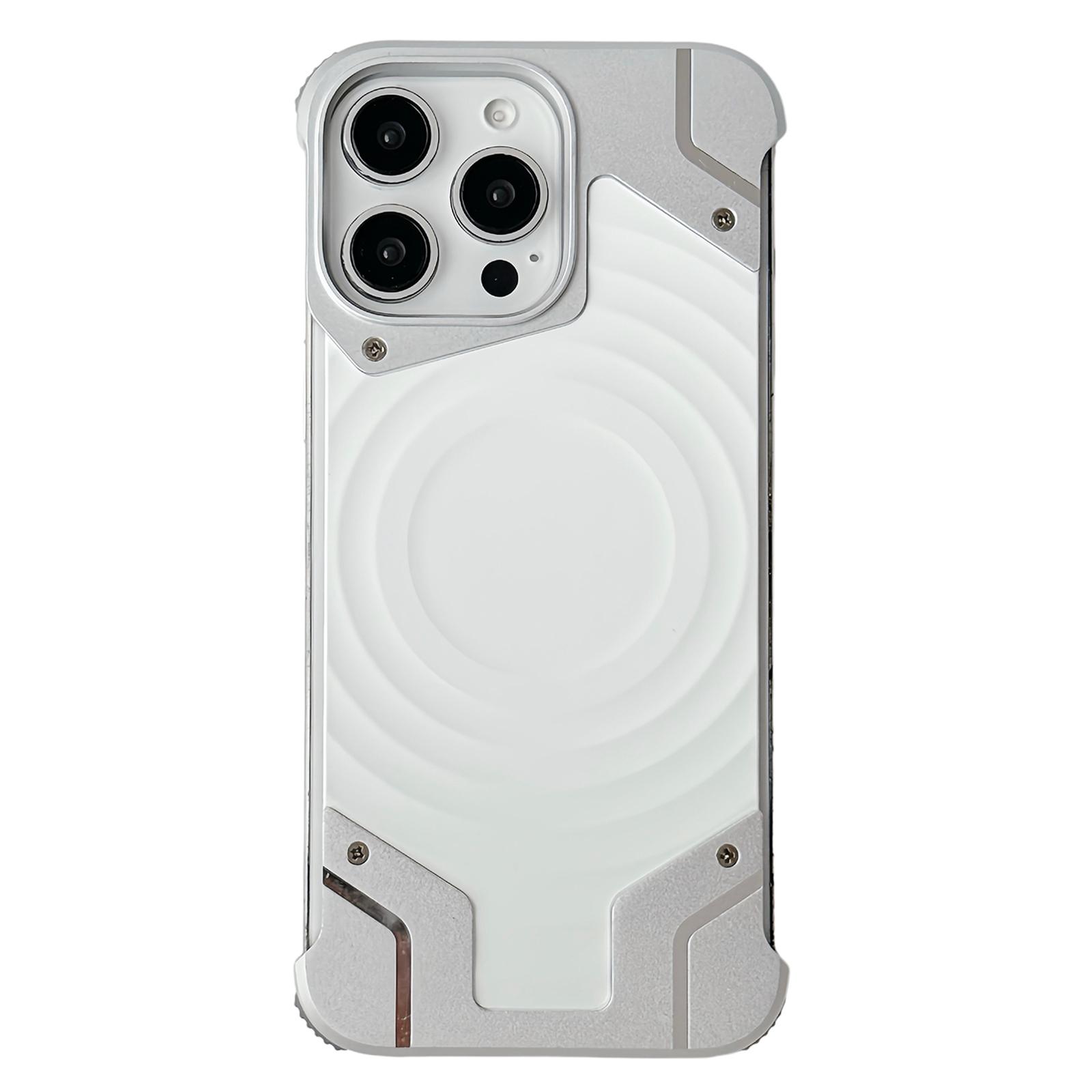 For iPhone 13 Pro Max Frameless Armor Silicone Wave Magnetic Phone Case(Silver) - Shopkiz.com