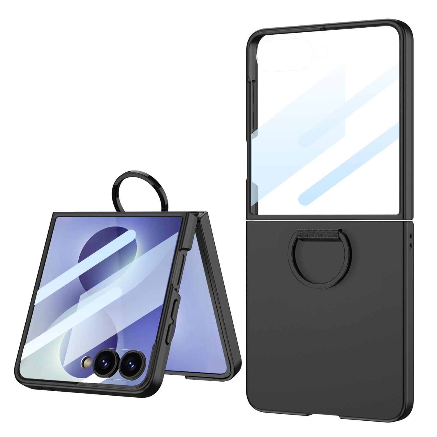 For Galaxy Z Flip8 5G GKK Integrated Ultra-thin Ring D Buckle Phone Case(Black) - Shopkiz.com