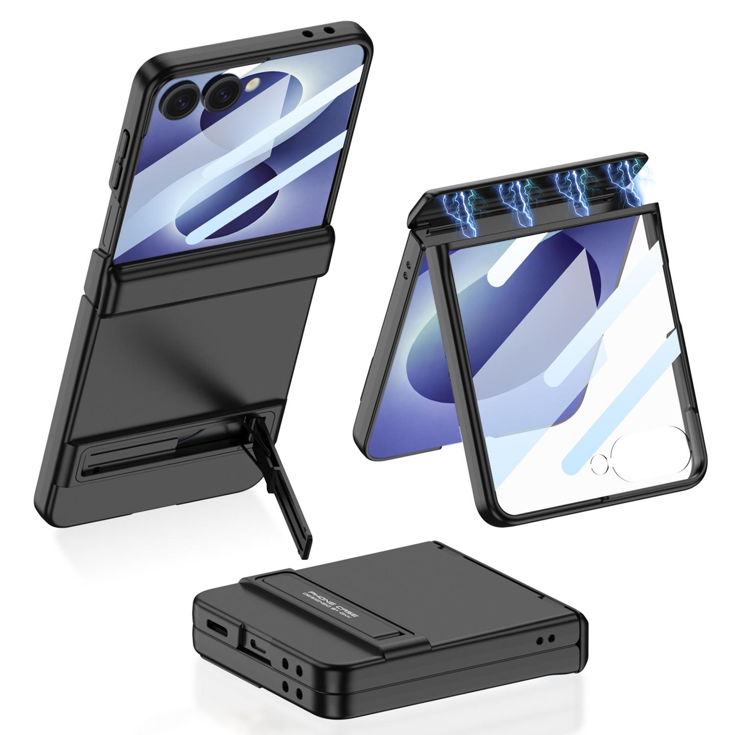 For Galaxy Z Flip8 5G GKK Integrated Magnetic Triumph Ultra-thin Full Coverage Phone Case with Holder(Black) - Shopkiz.com
