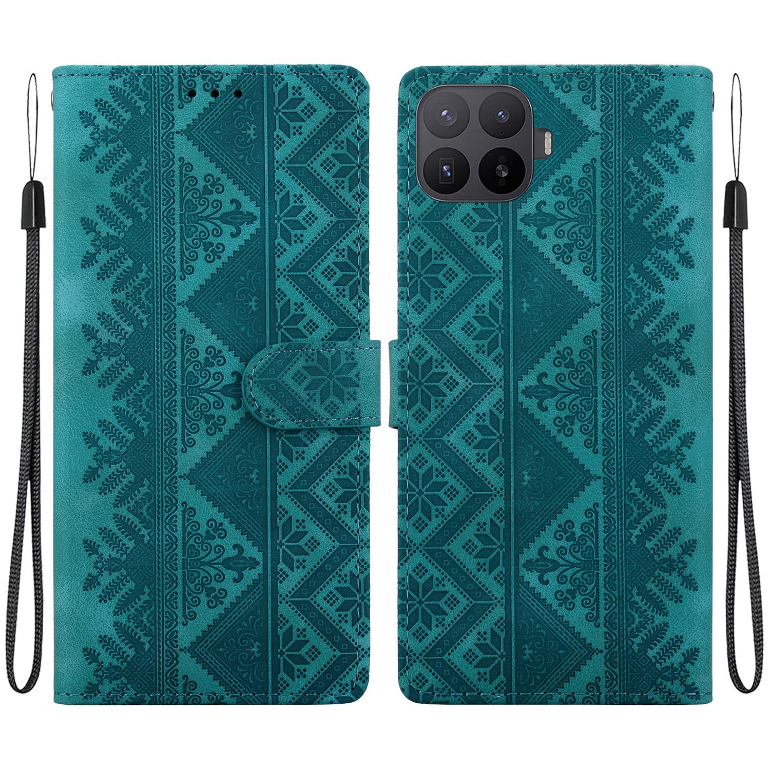 For Xiaomi 17T 5G Ethnic Pattern Embossed Vegan Leather Phone Case(Green) - Shopkiz.com