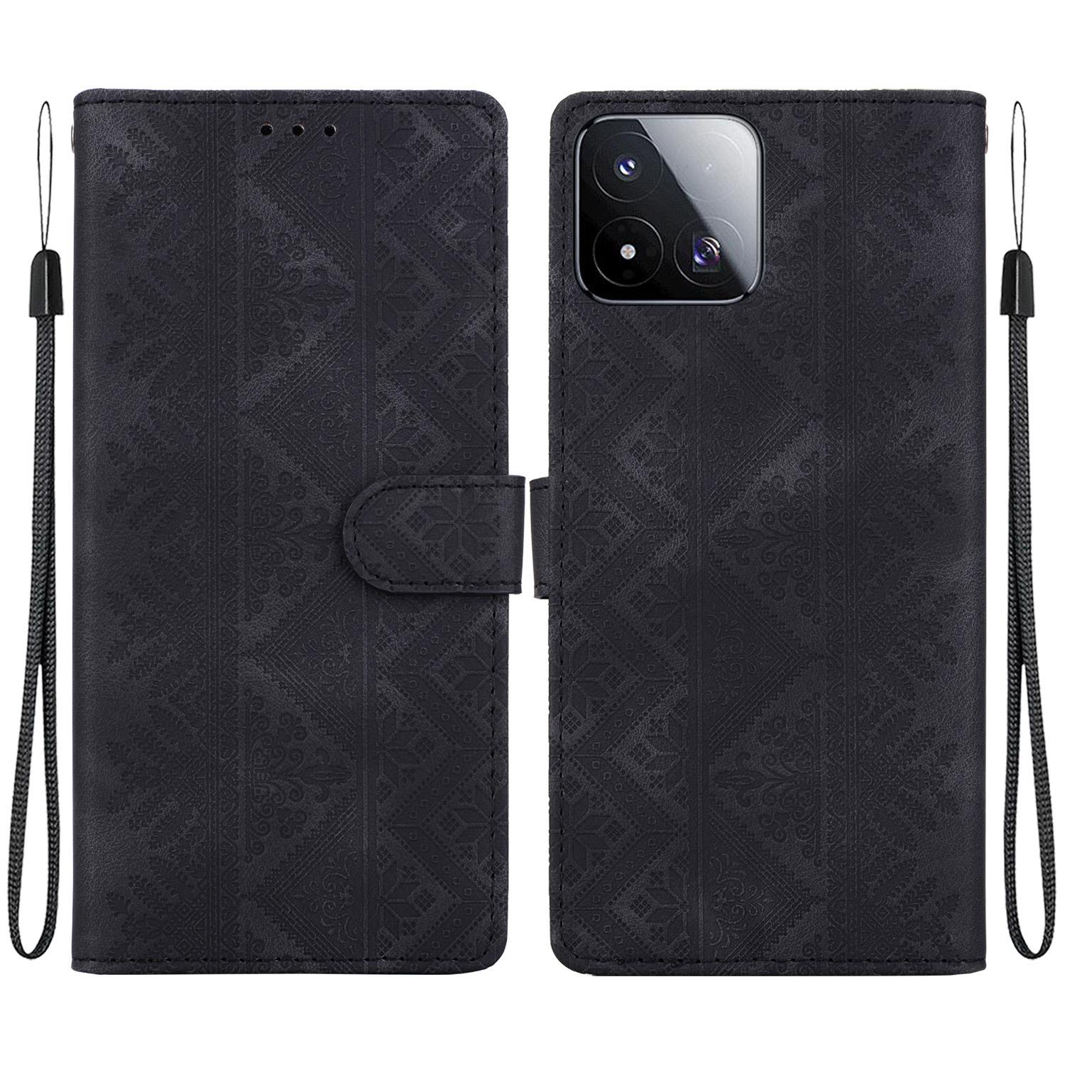 For Xiaomi 17 Max 5G Ethnic Pattern Embossed Vegan Leather Phone Case(Black) - Shopkiz.com