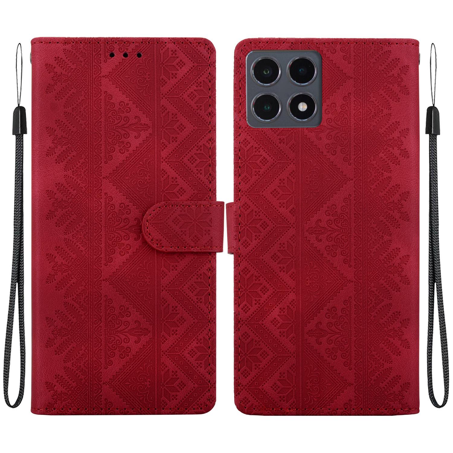 For Xiaomi 15T 5G Ethnic Pattern Embossed Vegan Leather Phone Case(Red) - Shopkiz.com