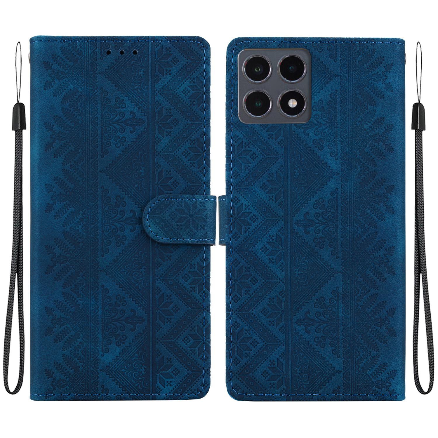 For Xiaomi 15T 5G Ethnic Pattern Embossed Vegan Leather Phone Case(Dark Blue) - Shopkiz.com