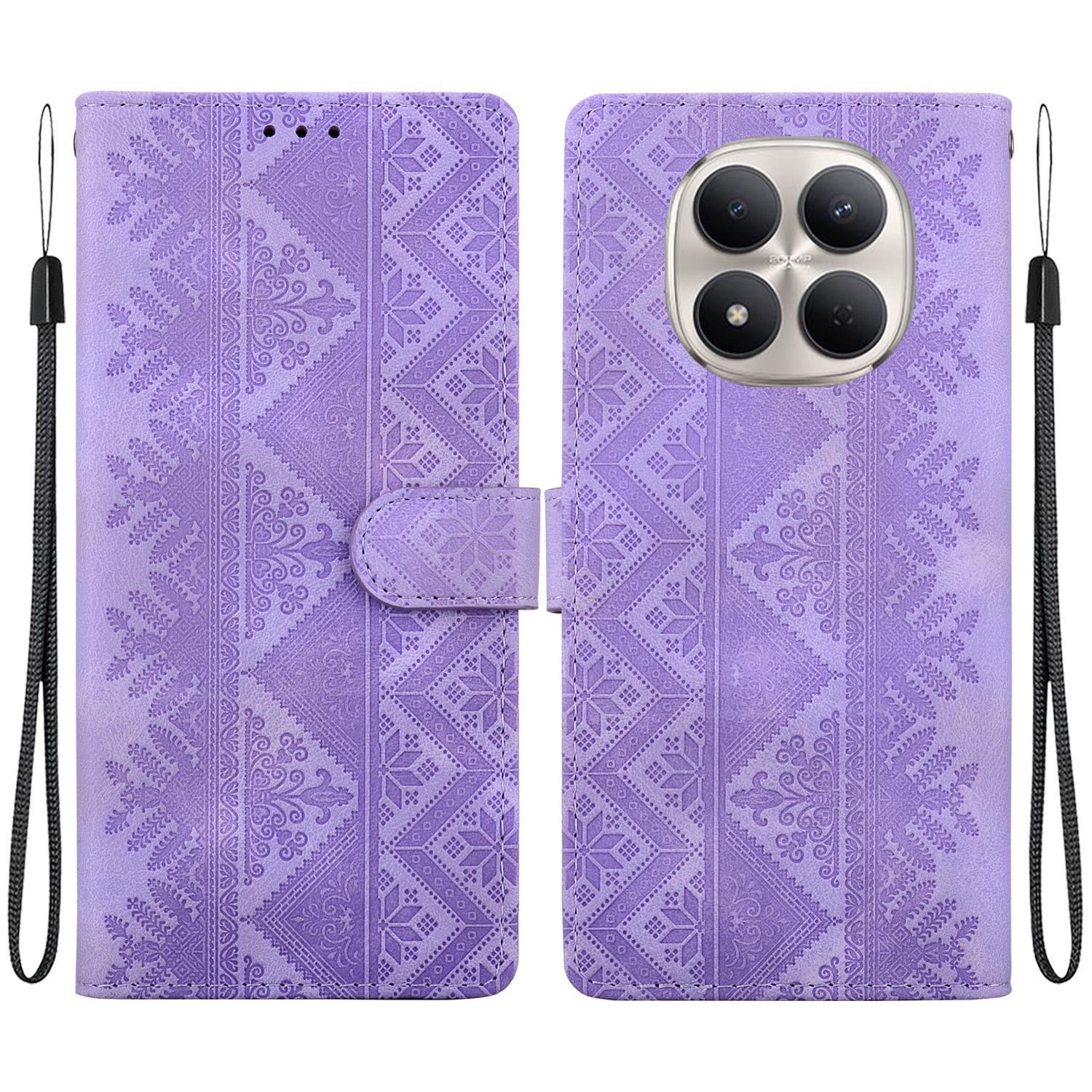 For Redmi Note 15 Pro 5G Global 163.6mm Ethnic Pattern Embossed Vegan Leather Phone Case(Purple) - Shopkiz.com