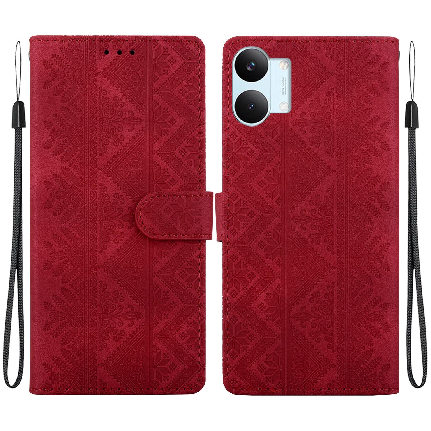 For Redmi Turbo 5 Max 5G / Poco X8 Pro Max 5G Ethnic Pattern Embossed Vegan Leather Phone Case(Red) - Shopkiz.com
