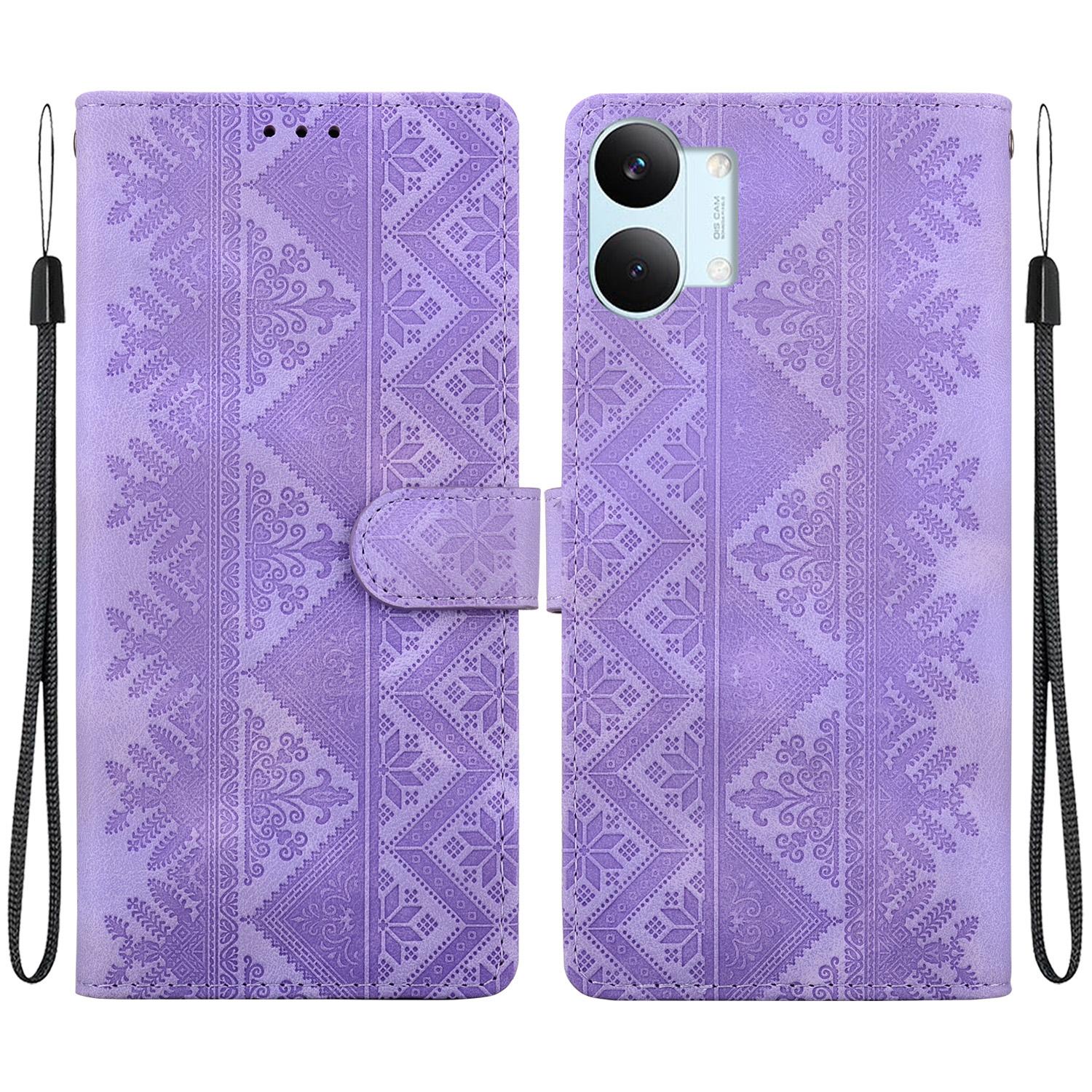 For Redmi Turbo 5 Max 5G / Poco X8 Pro Max 5G Ethnic Pattern Embossed Vegan Leather Phone Case(Purple) - Shopkiz.com