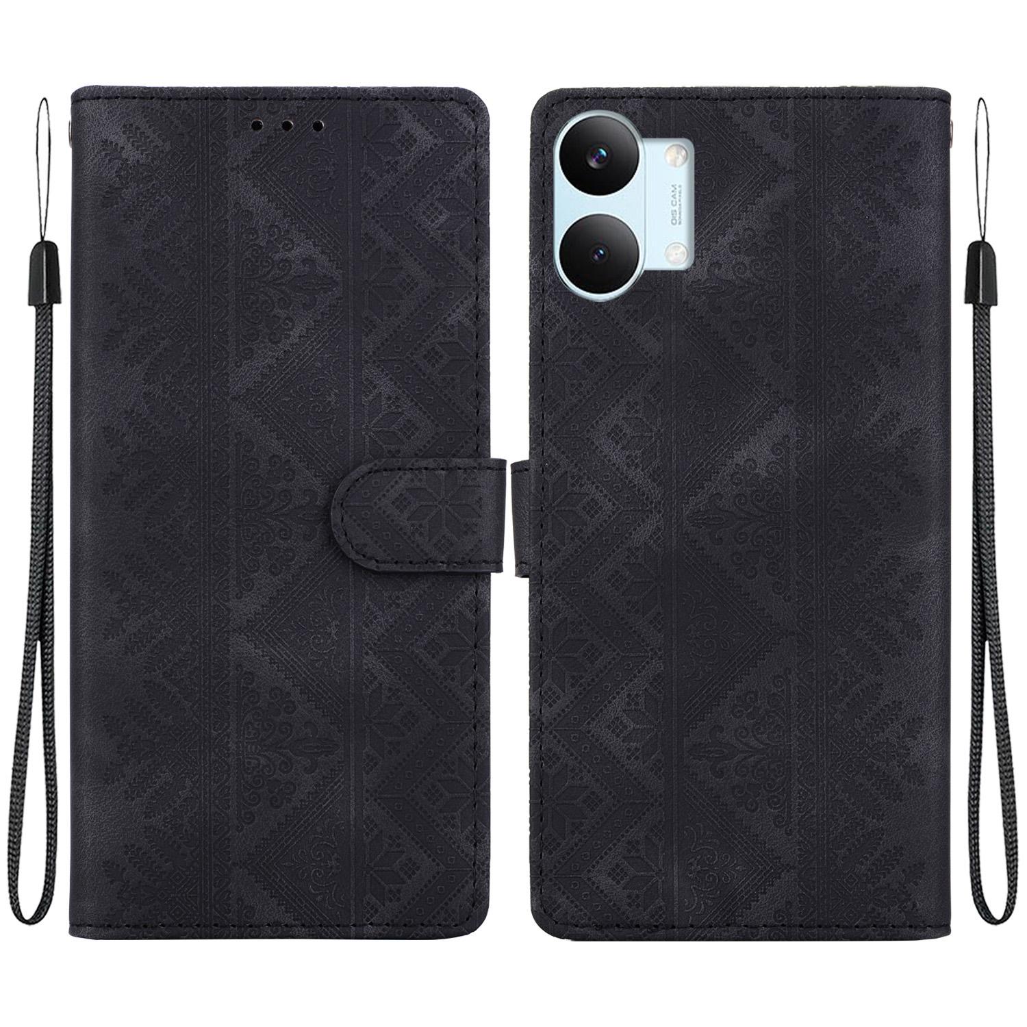 For Redmi Turbo 5 Max 5G / Poco X8 Pro Max 5G Ethnic Pattern Embossed Vegan Leather Phone Case(Black) - Shopkiz.com