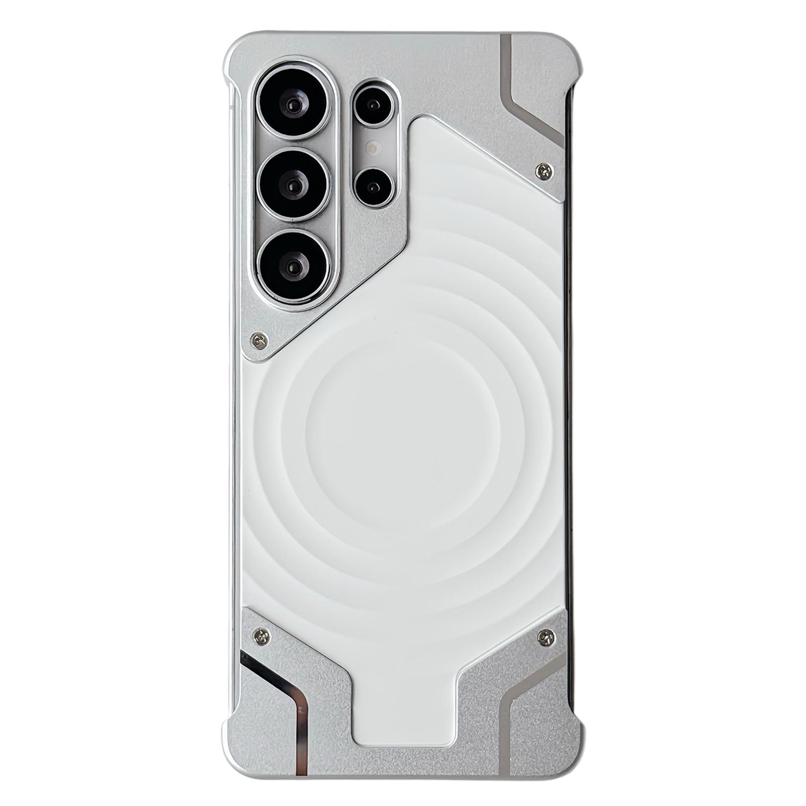 For Galaxy S26 Ultra 5G Frameless Armor Silicone Wave Magnetic Phone Case(Silver) - Shopkiz.com