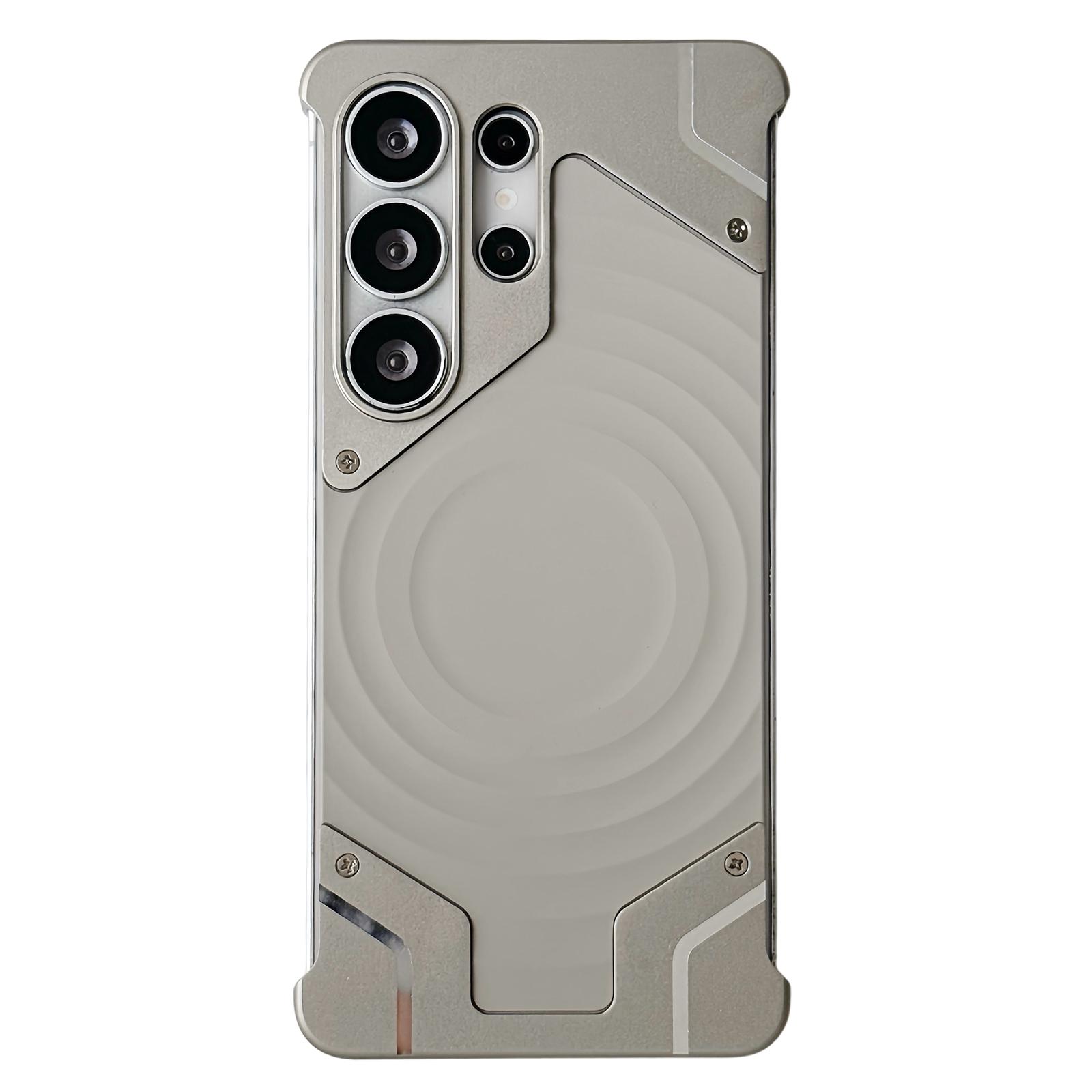 For Galaxy S24 Ultra 5G Frameless Armor Silicone Wave Magnetic Phone Case(Titanium Color) - Shopkiz.com