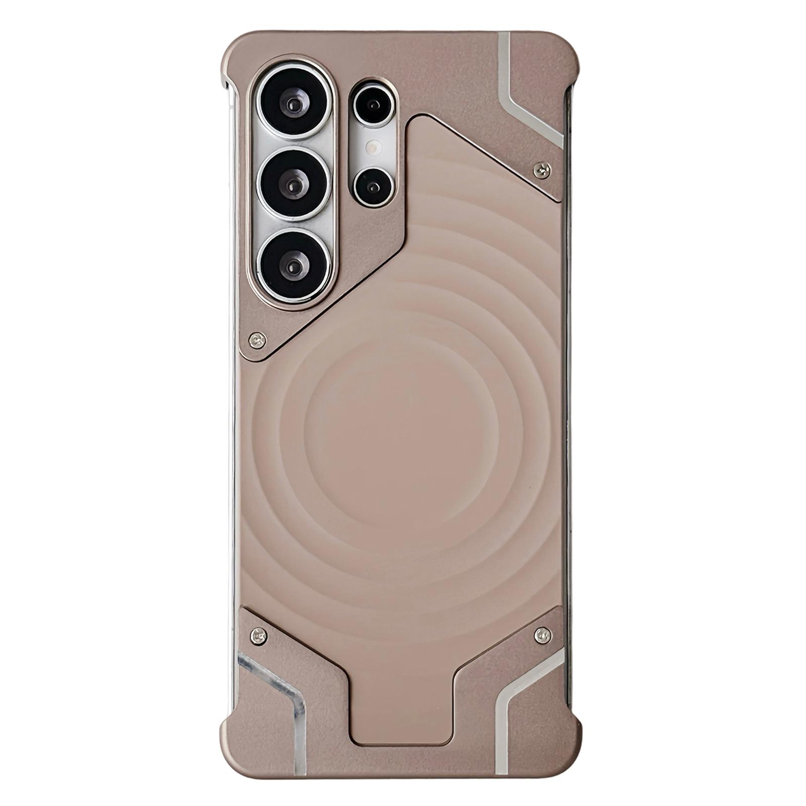 For Galaxy S24 Ultra 5G Frameless Armor Silicone Wave Magnetic Phone Case(Desert Gold) - Shopkiz.com