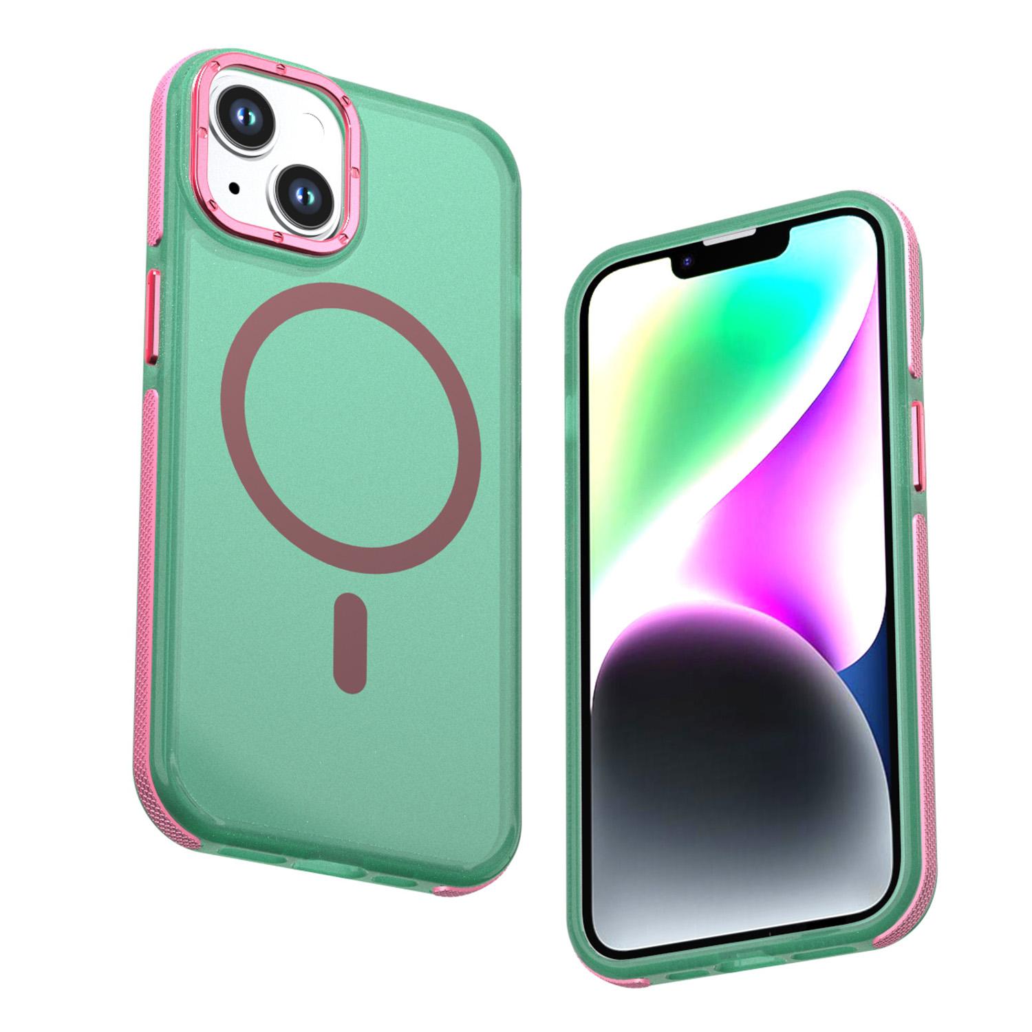 For iPhone 14 / 13 Two-tone Contrast Magnetic Phone Case(Green) - Shopkiz.com