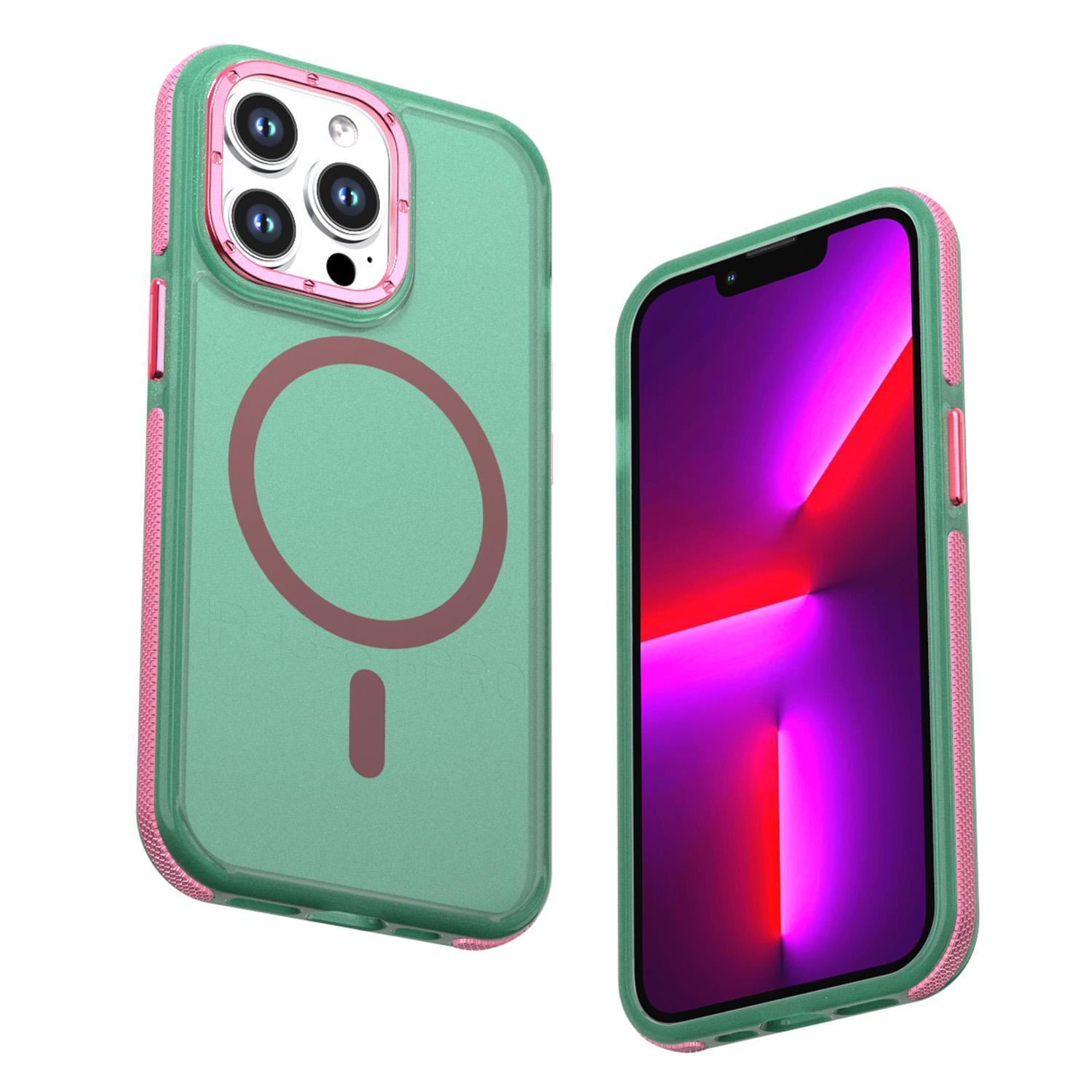 For iPhone 13 Pro Two-tone Contrast Magnetic Phone Case(Green) - Shopkiz.com