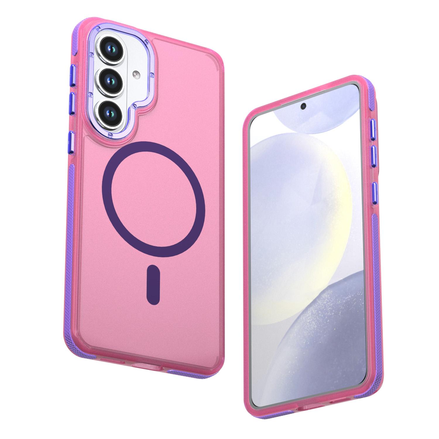 For Galaxy S26+ 5G Two-tone Contrast Magnetic Phone Case(Pink) - Shopkiz.com
