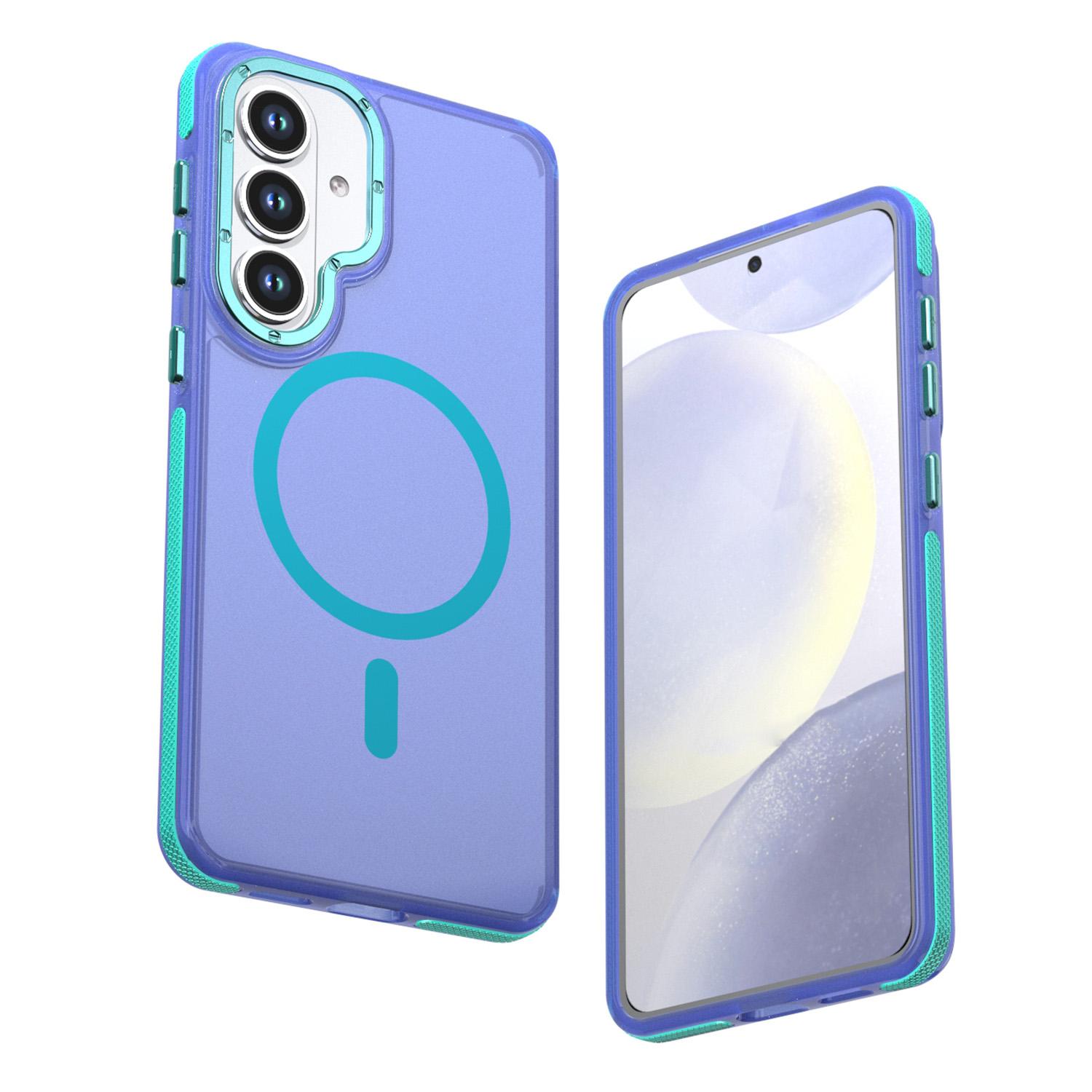 For Galaxy S26+ 5G Two-tone Contrast Magnetic Phone Case(Blue) - Shopkiz.com