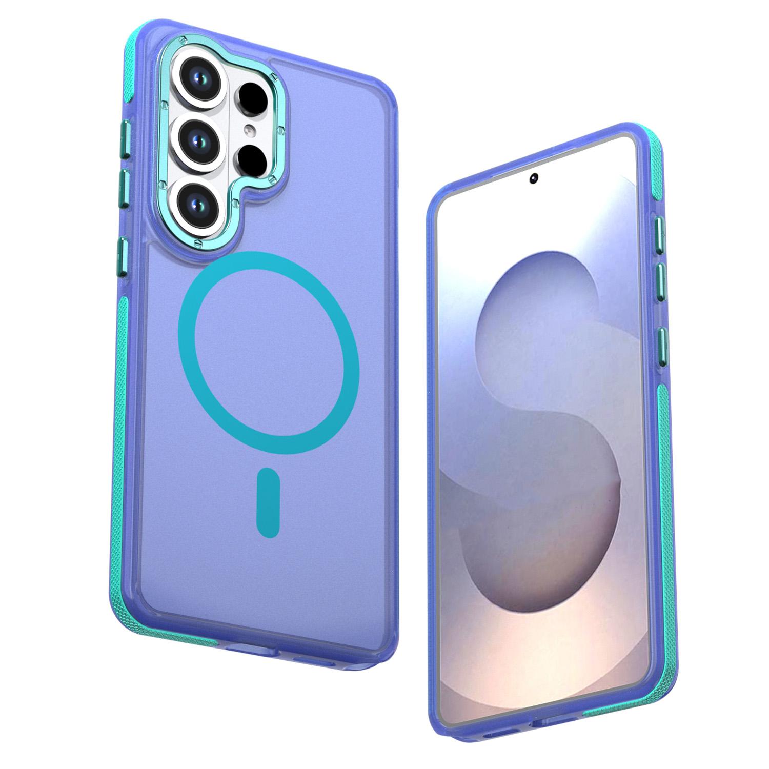 For Galaxy S26 Ultra 5G Two-tone Contrast Magnetic Phone Case(Blue) - Shopkiz.com