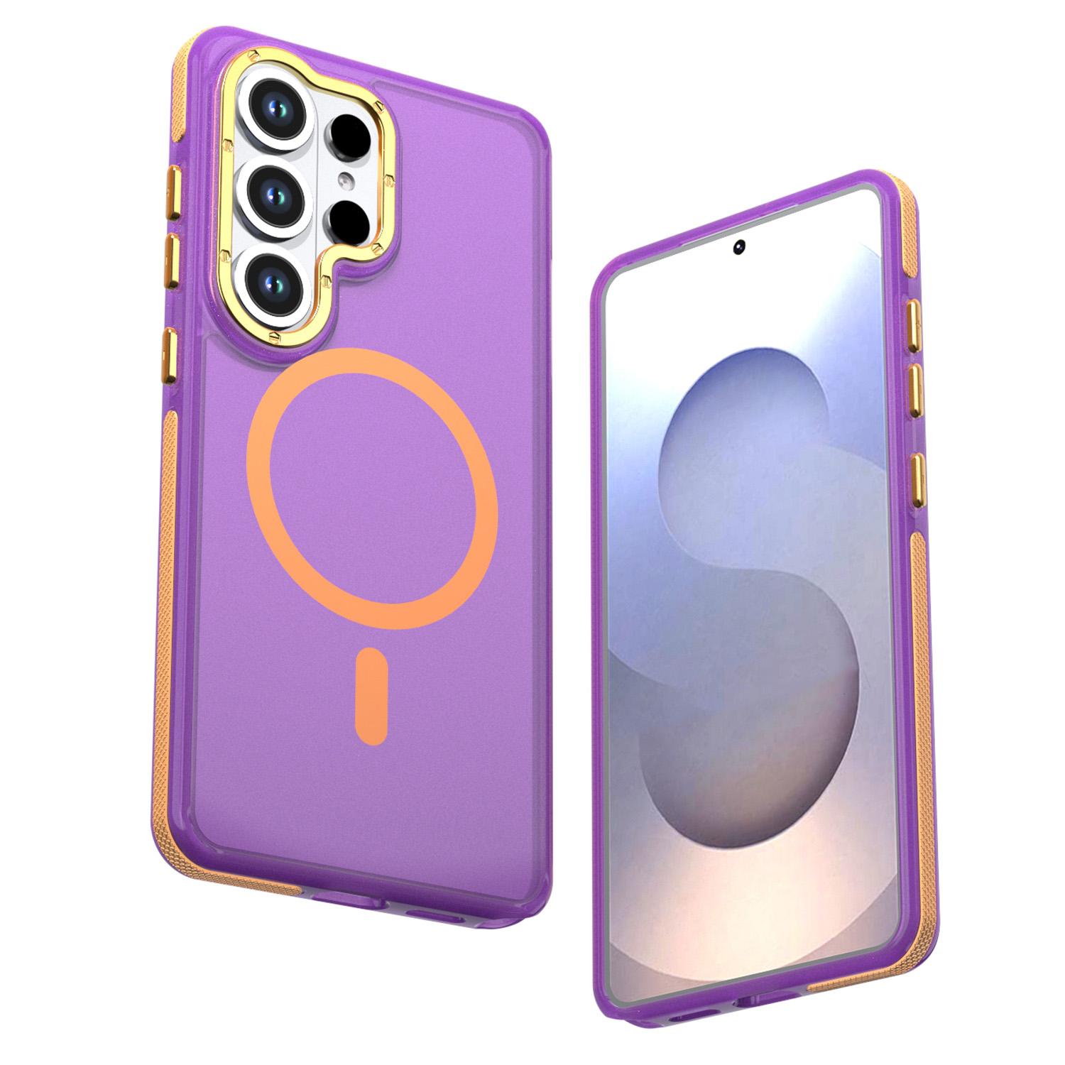 For Galaxy S26 Ultra 5G Two-tone Contrast Magnetic Phone Case(Purple) - Shopkiz.com