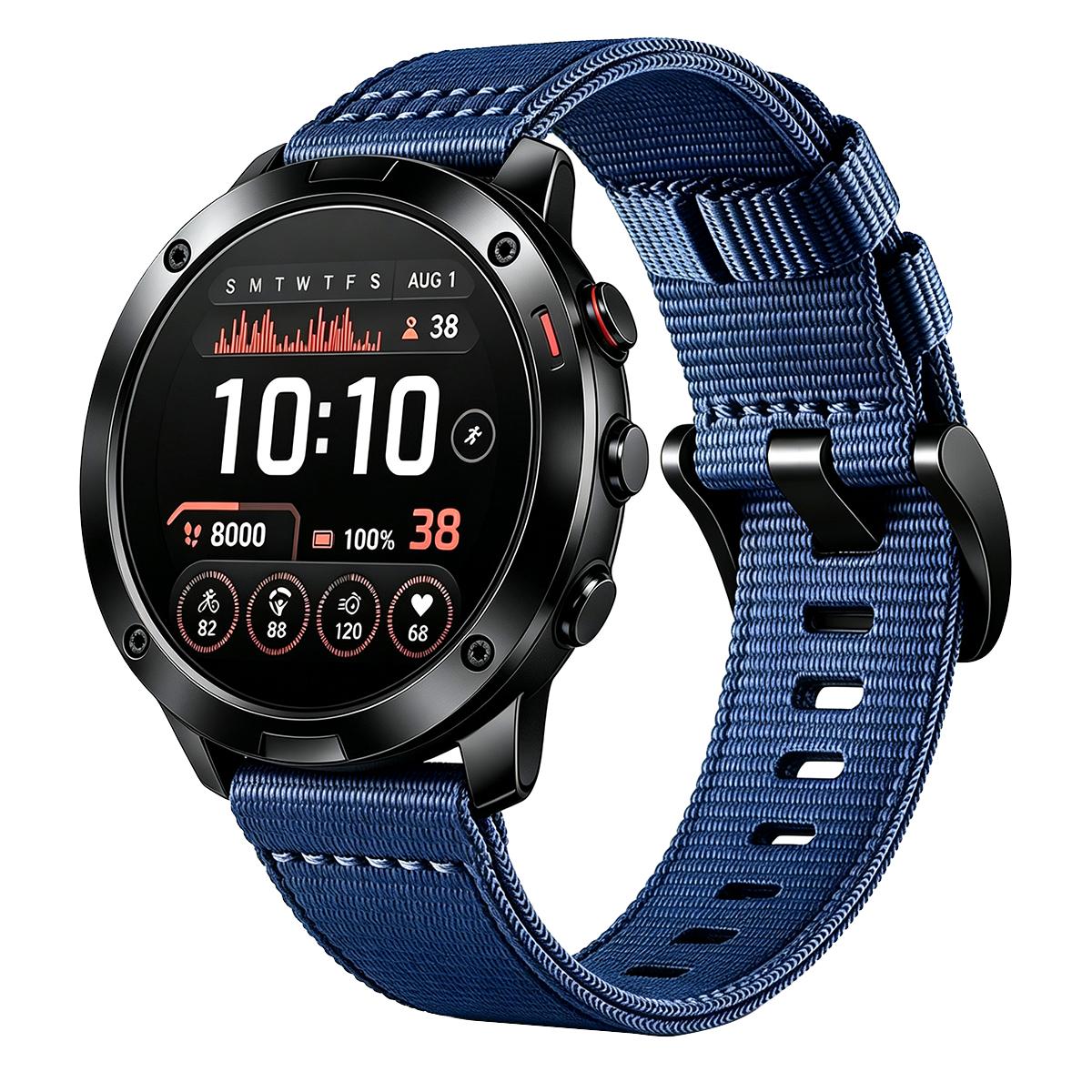 For Suunto 9 / Suunto 7 Canvas Nylon Pin Buckle Watch Band(Blue) - Shopkiz.com