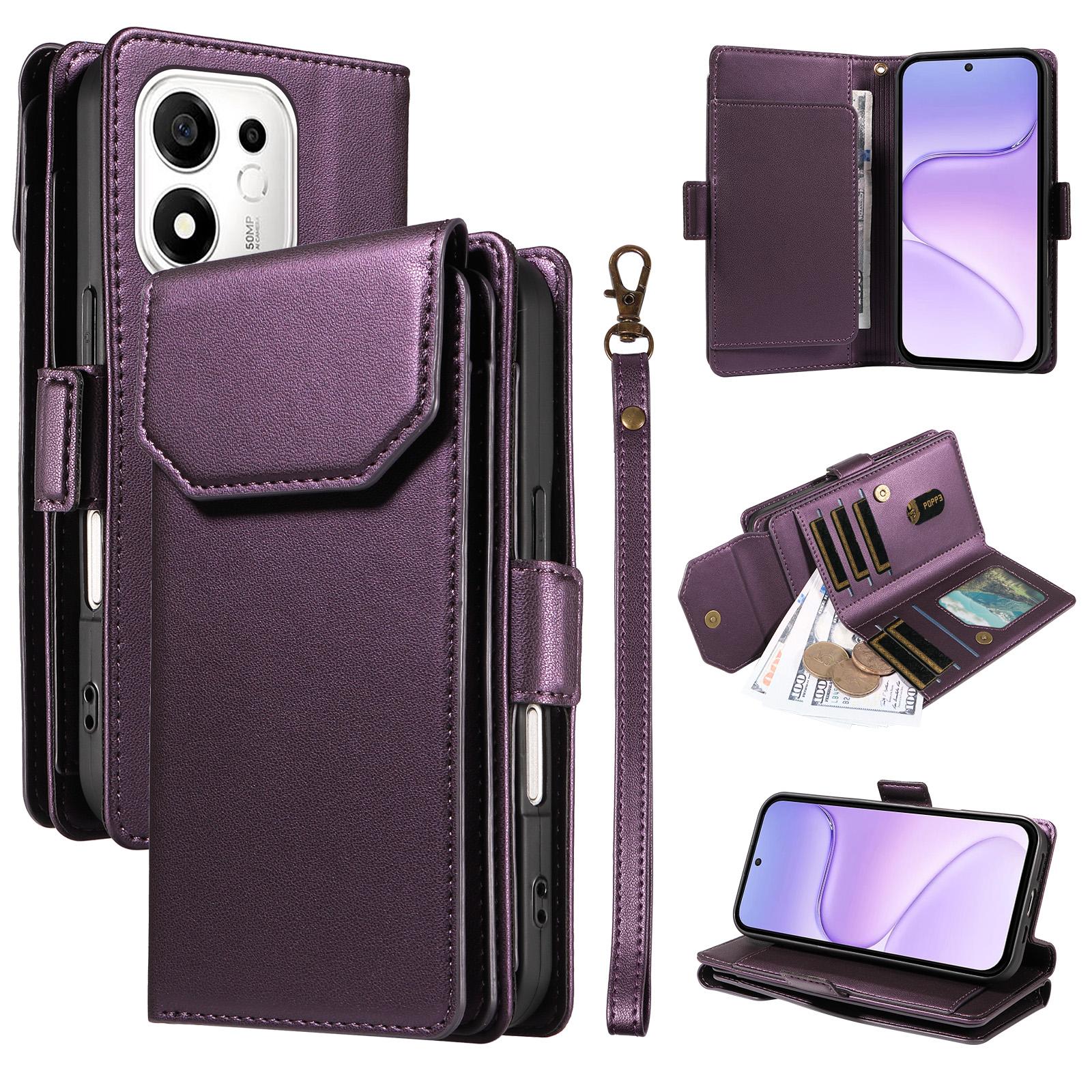 For Honor 600 Smart 5G Multi Card Wallet Leather Phone Case with Strap(Purple) - Shopkiz.com