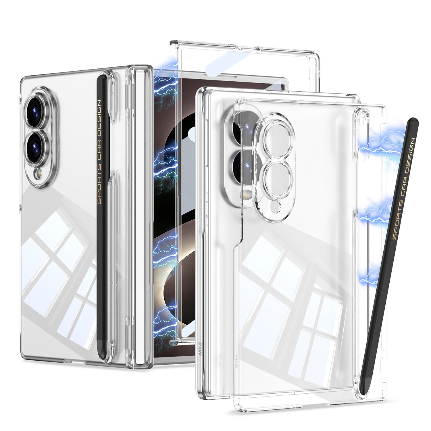 For Galaxy Z Fold8 5G GKK Magnetic Integrated Phone Case with Pen Slots, Include Pen(Transparent) - Shopkiz.com